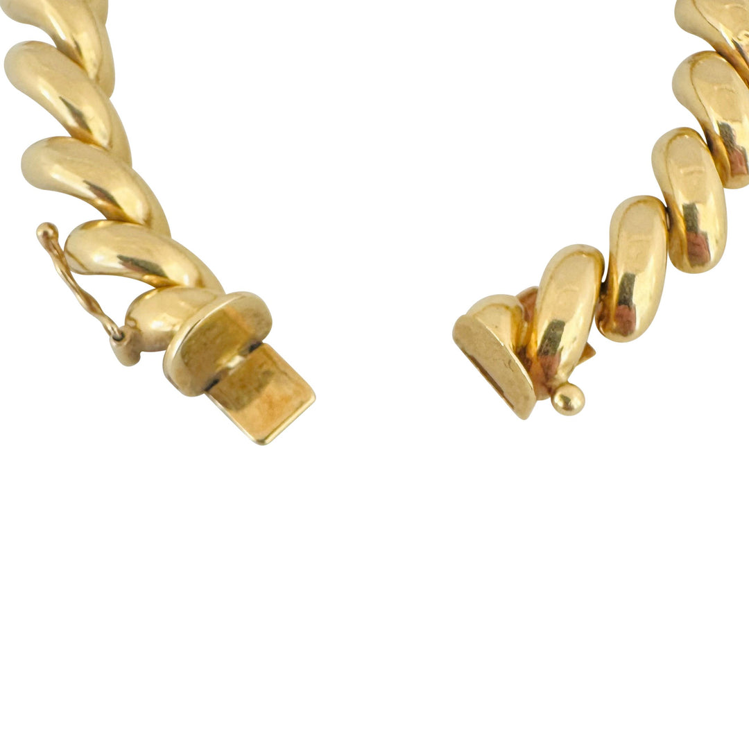 14k Yellow Gold 31g Heavy Polished 10mm San Marco Link Bracelet Italy 7.25"