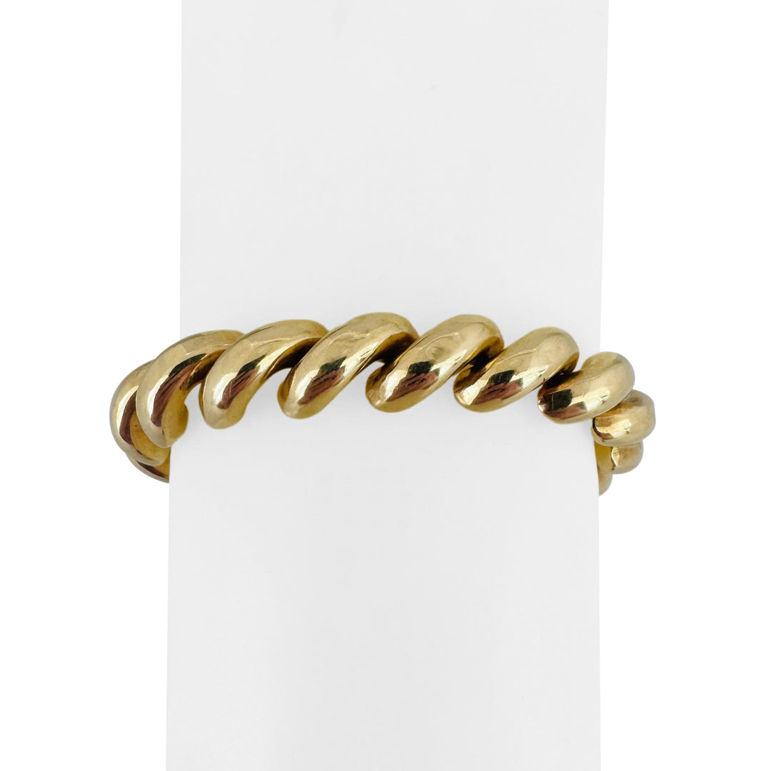 14k Yellow Gold 31g Heavy Polished 10mm San Marco Link Bracelet Italy 7.25"