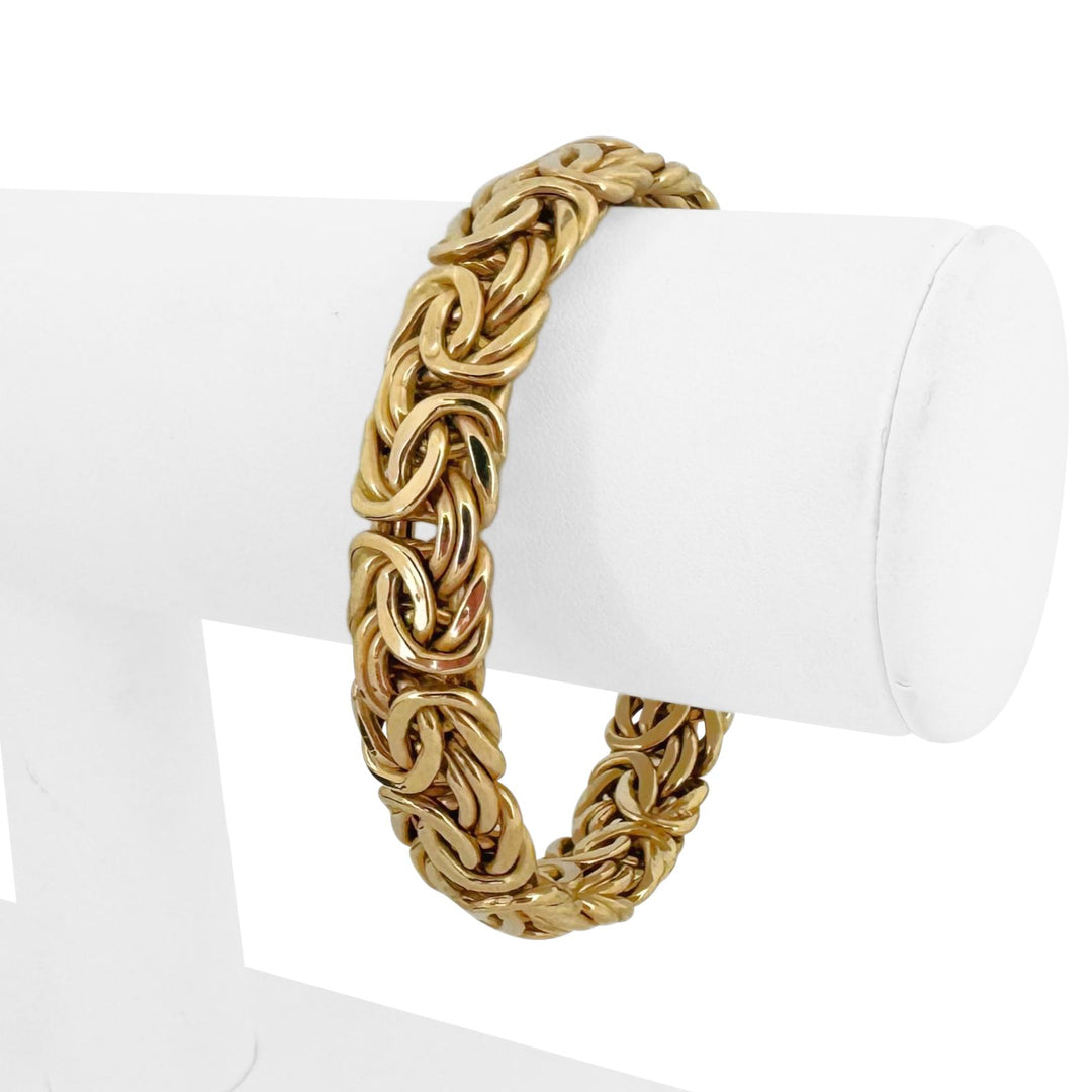 14k Yellow Gold 14.2g Thick Ladies 12mm Byzantine Link Bracelet Italy 7.25"