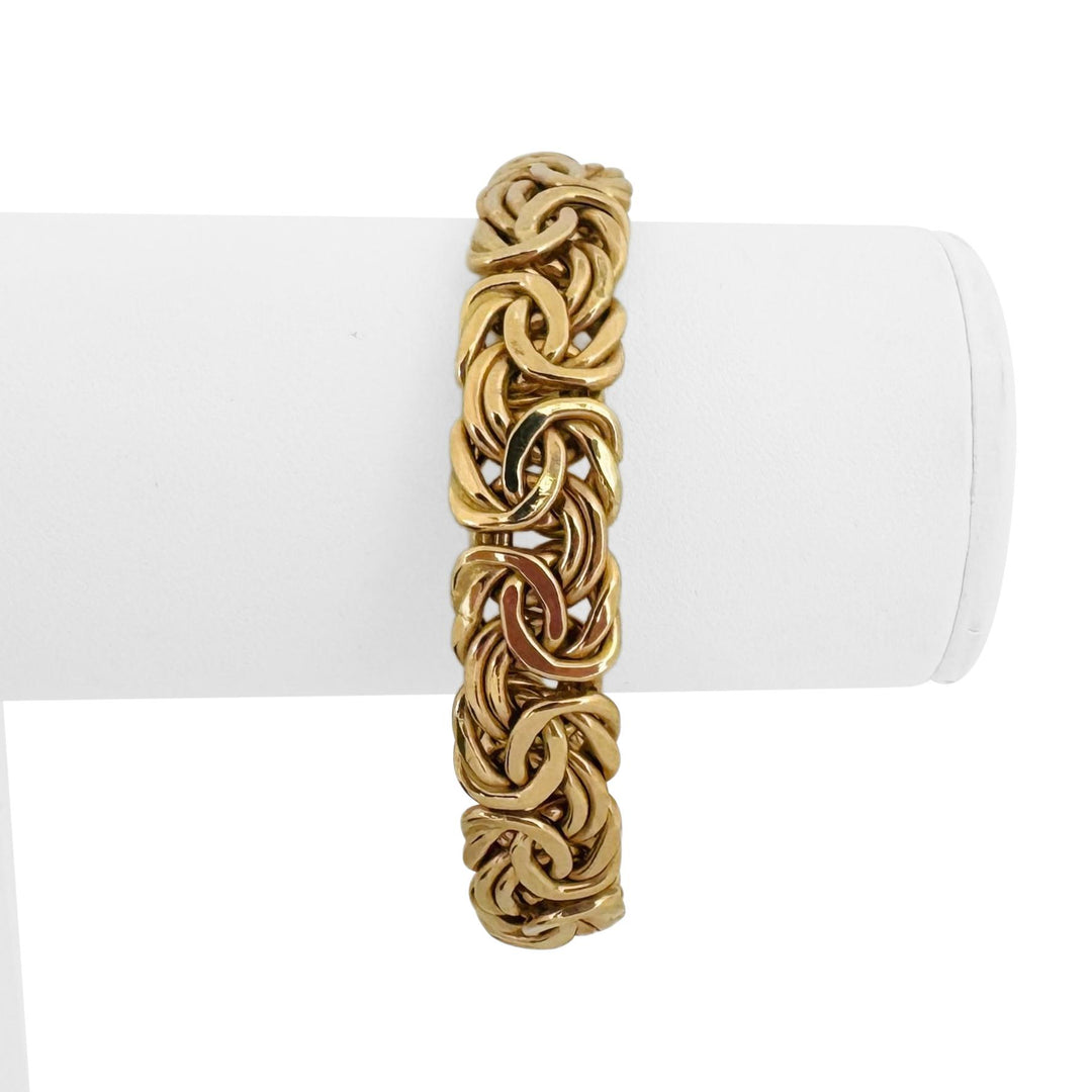 14k Yellow Gold 14.2g Thick Ladies 12mm Byzantine Link Bracelet Italy 7.25"