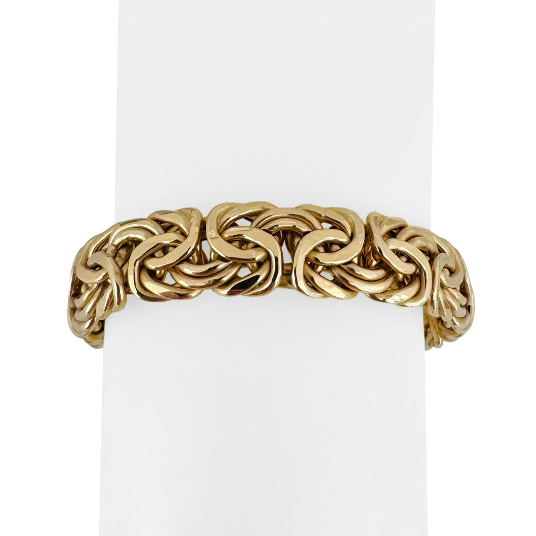 14k Yellow Gold 14.2g Thick Ladies 12mm Byzantine Link Bracelet Italy 7.25"