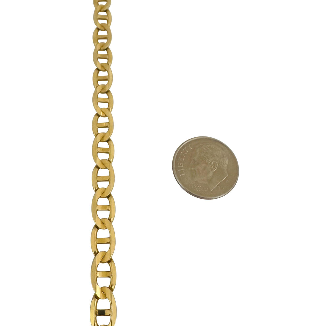 14k Yellow Gold 29g Solid Heavy 6mm Mariner Link Chain Necklace Italy 23"