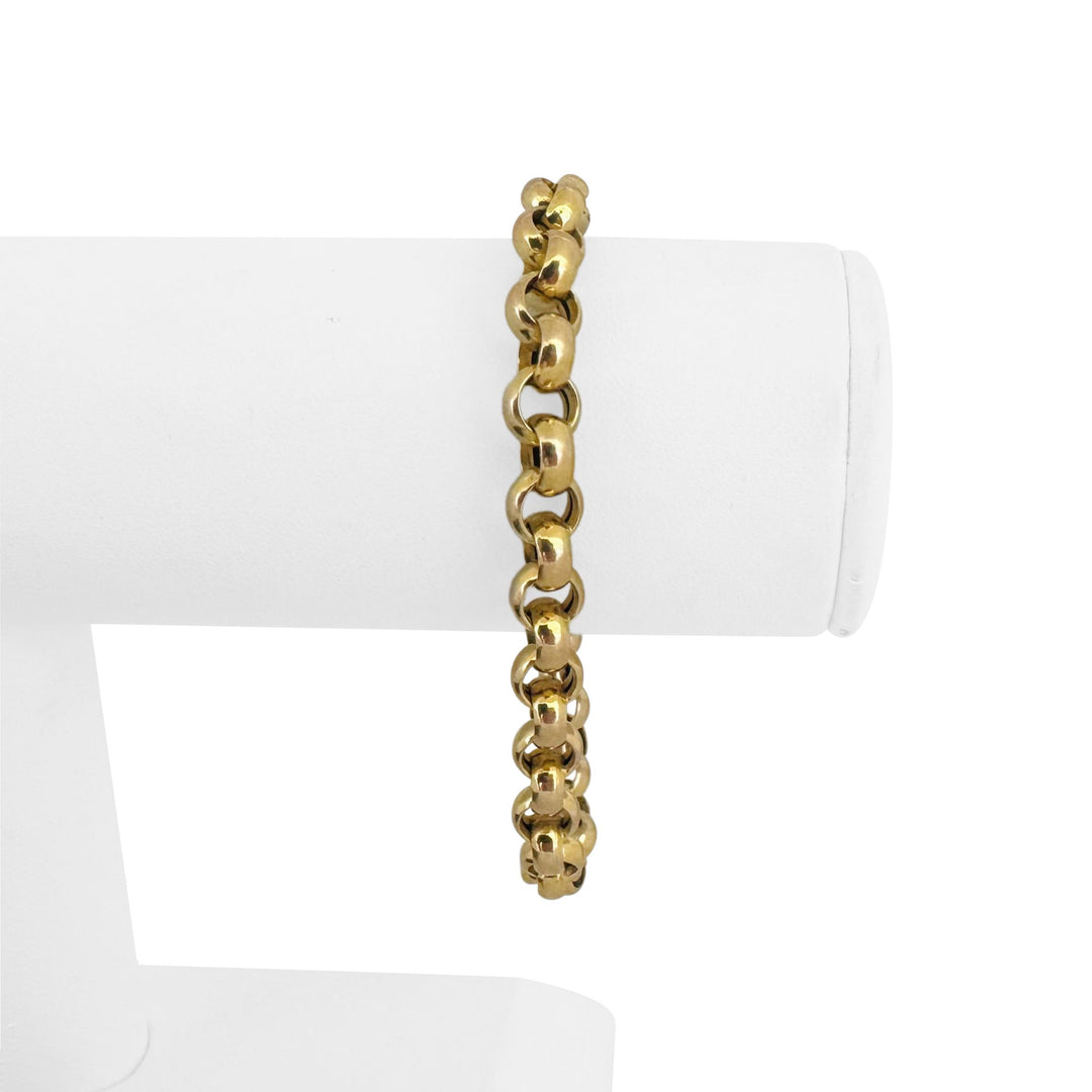 14k Yellow Gold 13g Ladies 7mm Rolo Link Bracelet Italy 7.5"