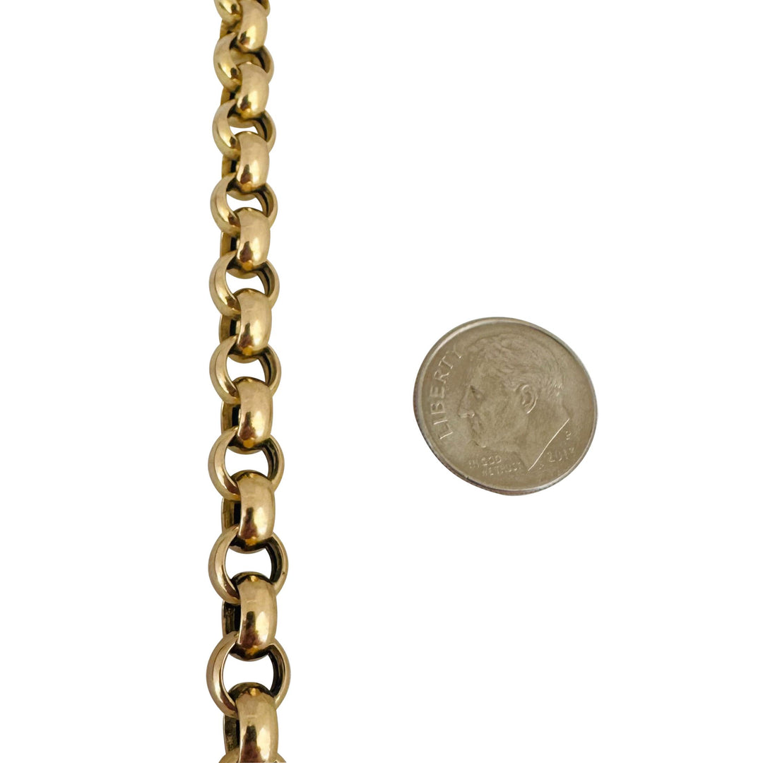 14k Yellow Gold 13g Ladies 7mm Rolo Link Bracelet Italy 7.5"