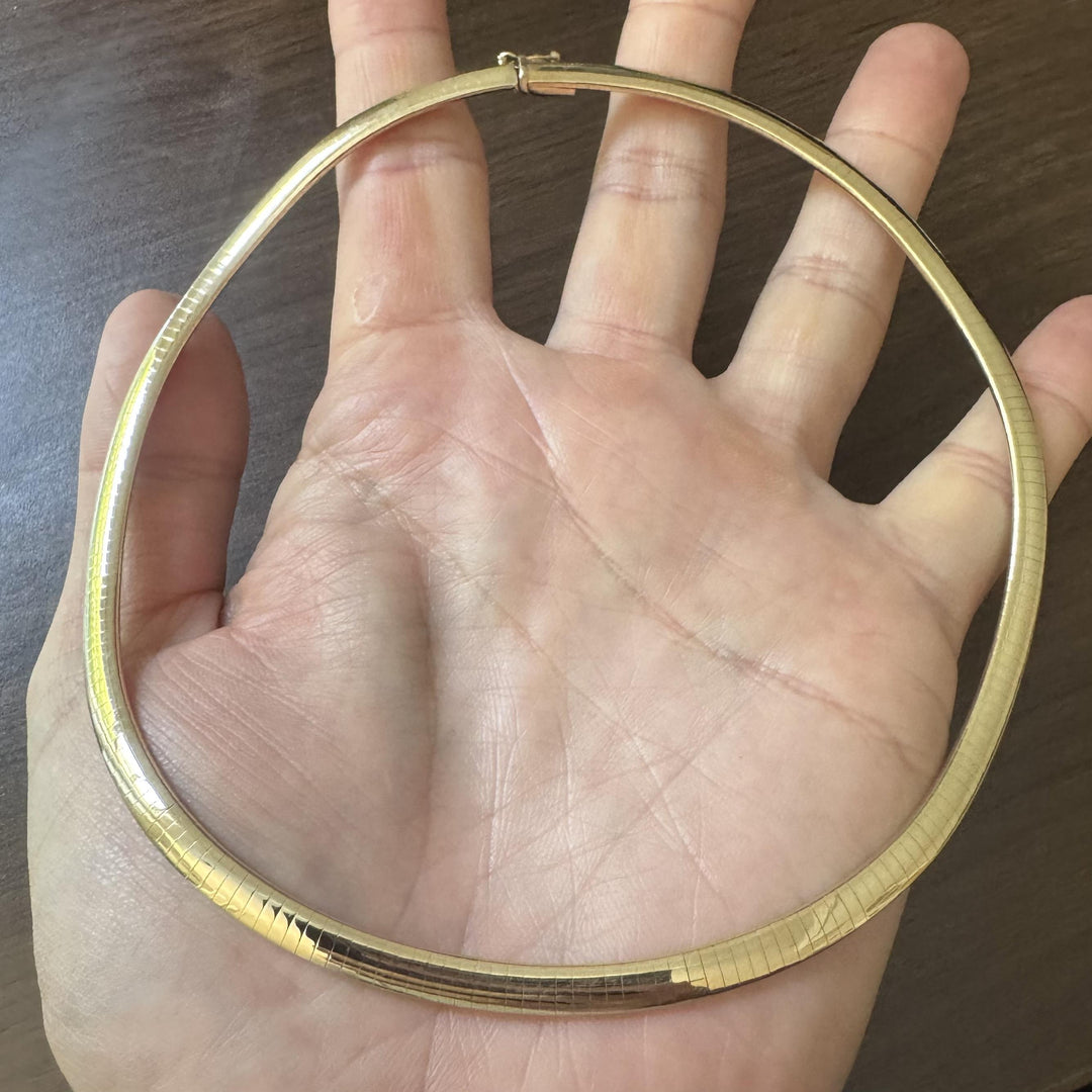 14k Yellow Gold 30.8g Solid Heavy 6mm Omega Link Necklace Italy 16"