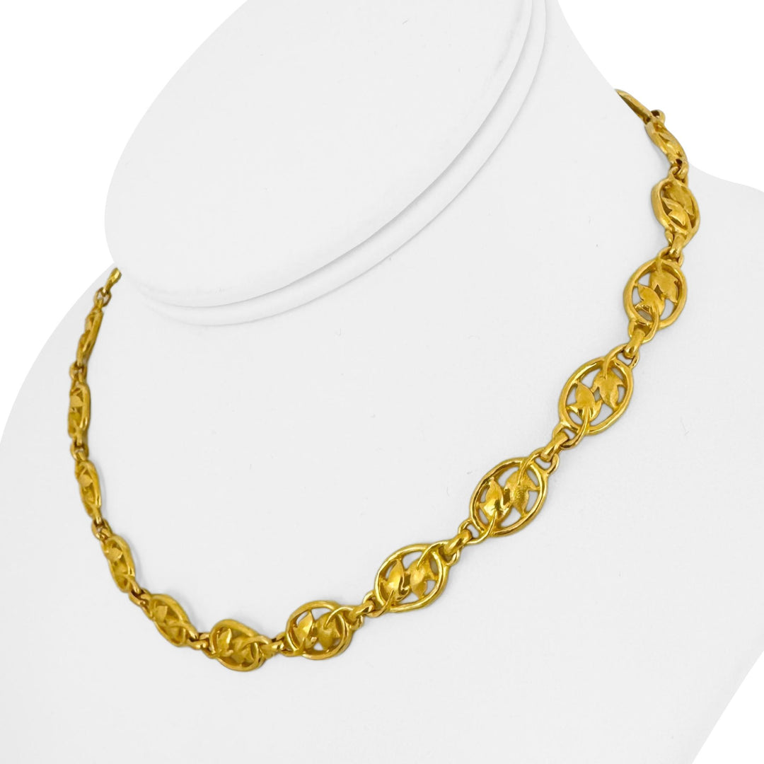 24k Pure Yellow Gold 35g Solid Heavy Fancy Dolphin Link Necklace 15"
