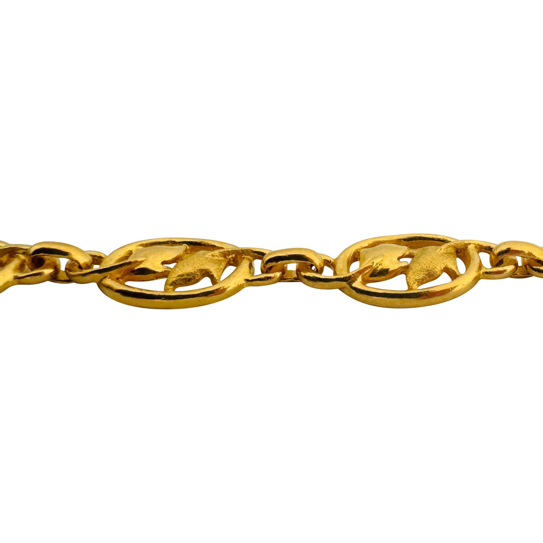 24k Pure Yellow Gold 35g Solid Heavy Fancy Dolphin Link Necklace 15"