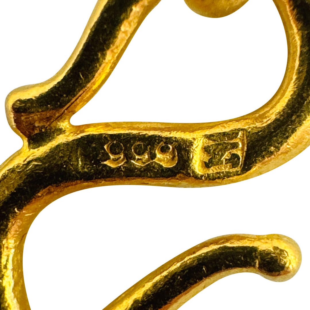 24k Pure Yellow Gold 35g Solid Heavy Fancy Dolphin Link Necklace 15"