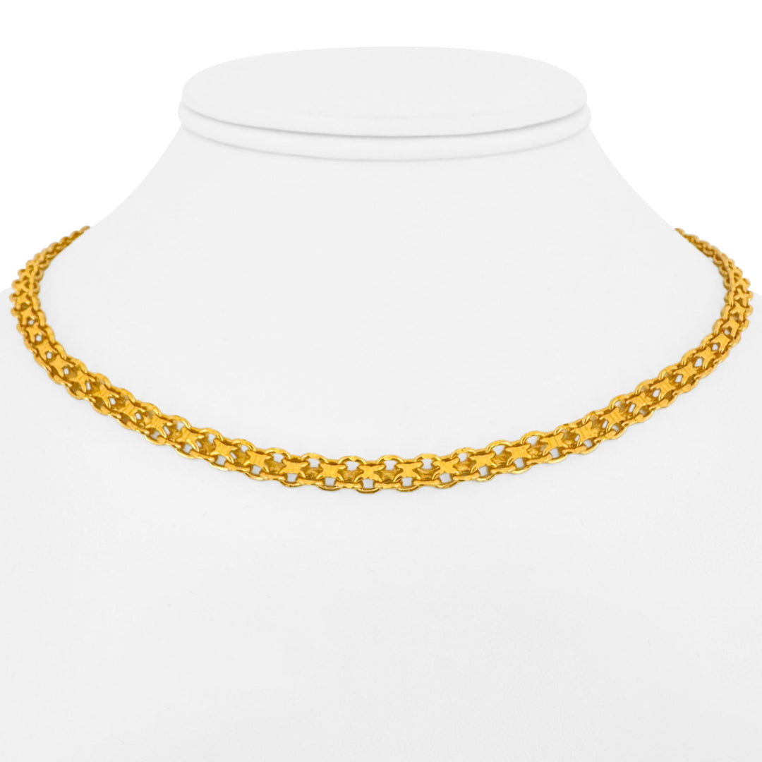 24k Pure Yellow Gold 24.2g Solid Heavy Bismark Link Necklace 16"