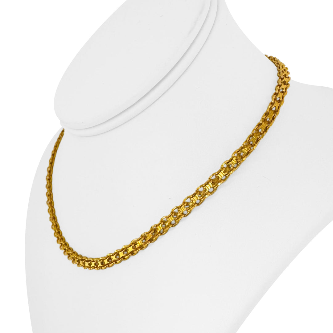 24k Pure Yellow Gold 24.2g Solid Heavy Bismark Link Necklace 16"