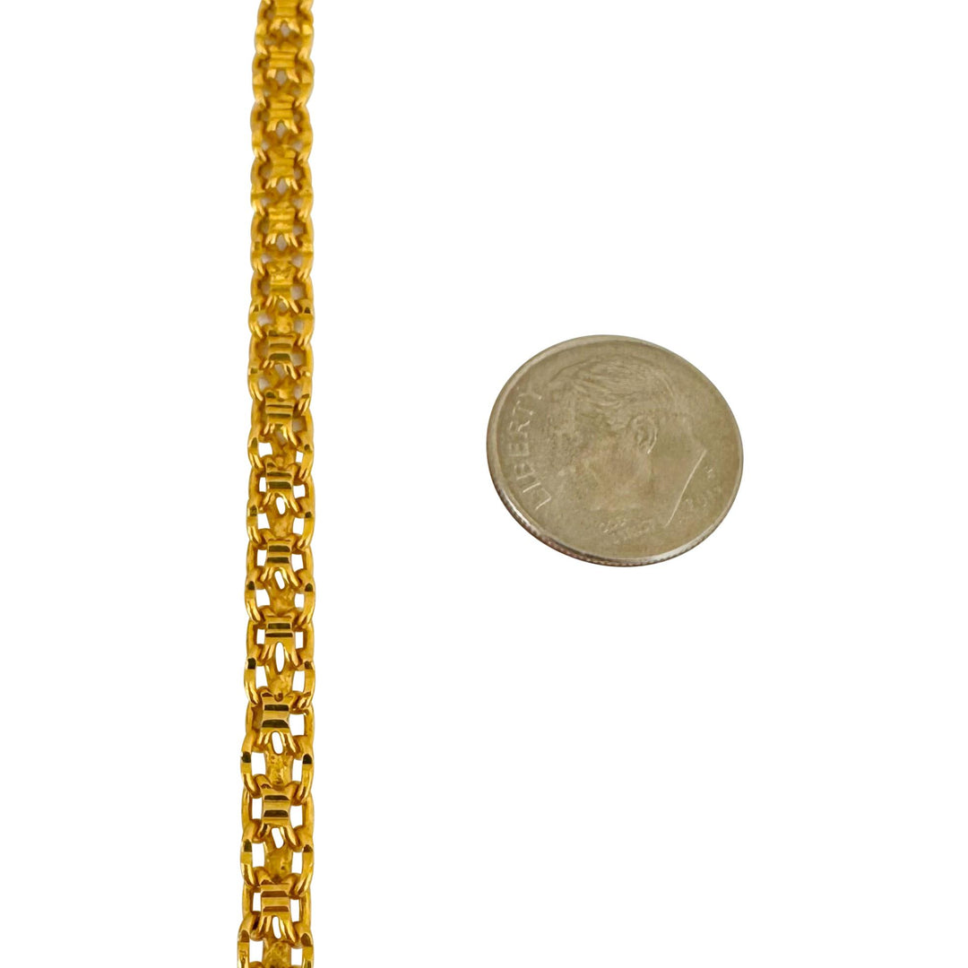 24k Pure Yellow Gold 24.2g Solid Heavy Bismark Link Necklace 16"