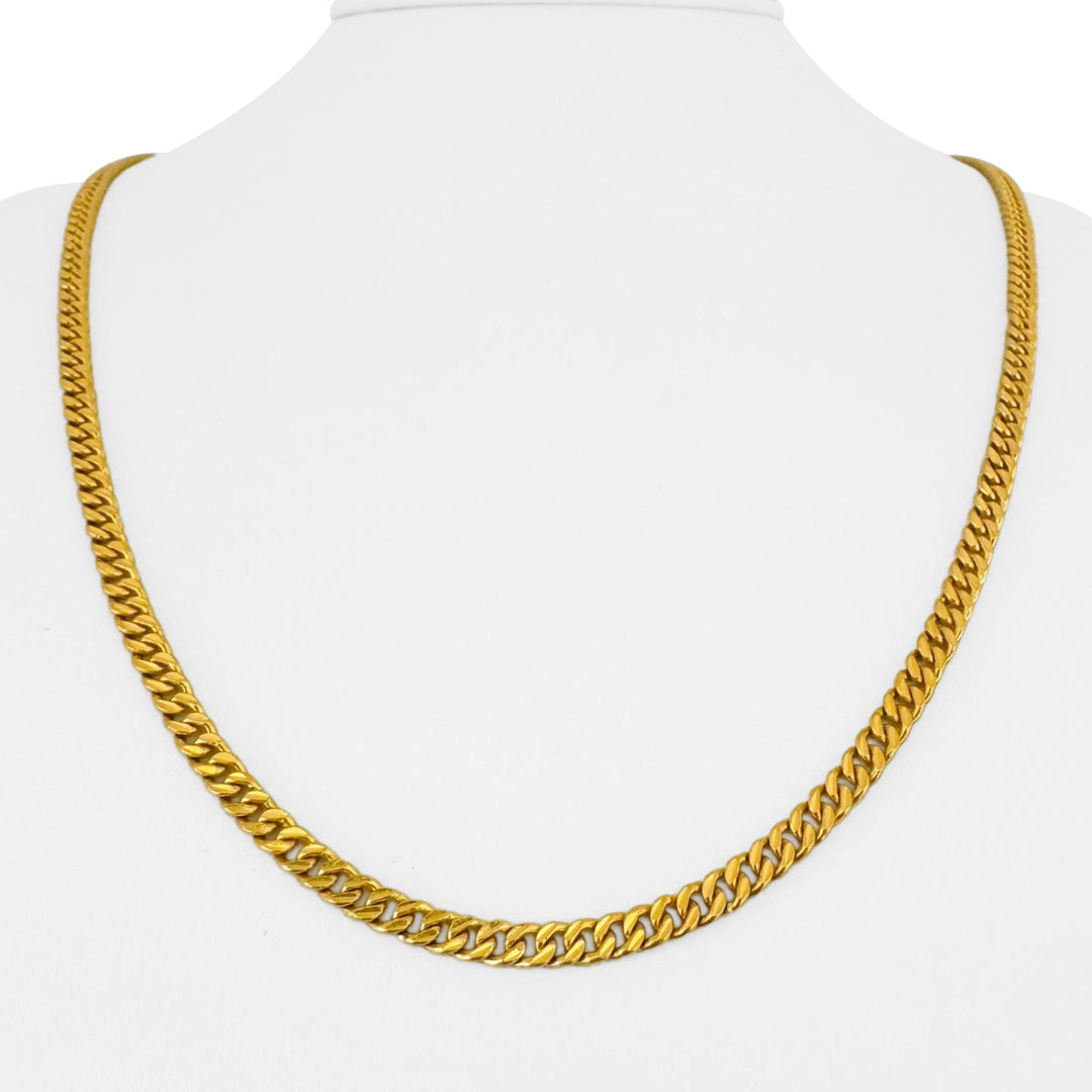 24k Pure Yellow Gold 35g Solid Heavy 4mm Curb Link Chain Necklace 22"