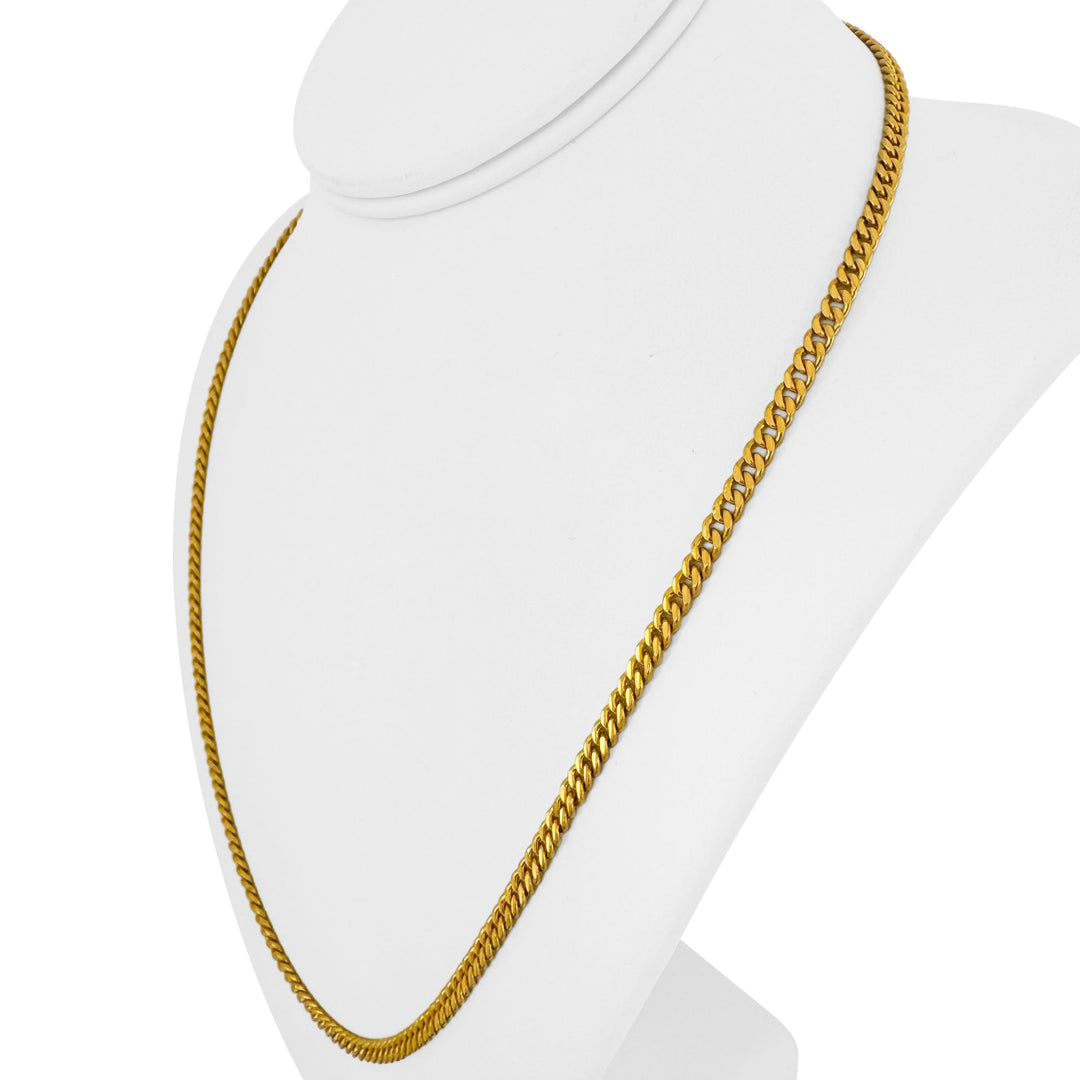 24k Pure Yellow Gold 35g Solid Heavy 4mm Curb Link Chain Necklace 22"