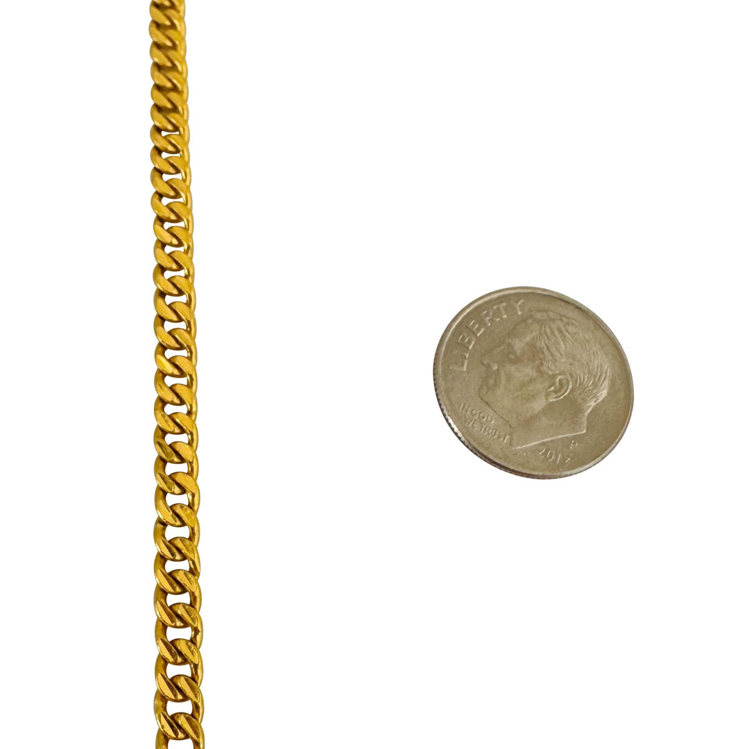 24k Pure Yellow Gold 35g Solid Heavy 4mm Curb Link Chain Necklace 22"
