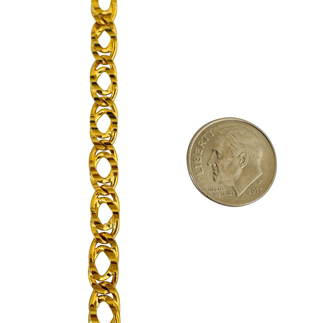 24k Pure Yellow Gold 14.2g Solid Double Curb Link Bracelet 6.75"