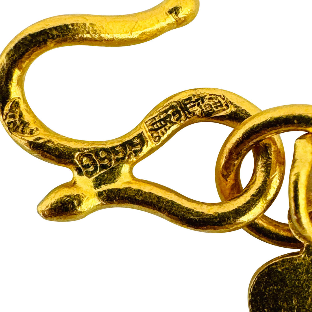 24k Pure Yellow Gold 14.2g Solid Double Curb Link Bracelet 6.75"