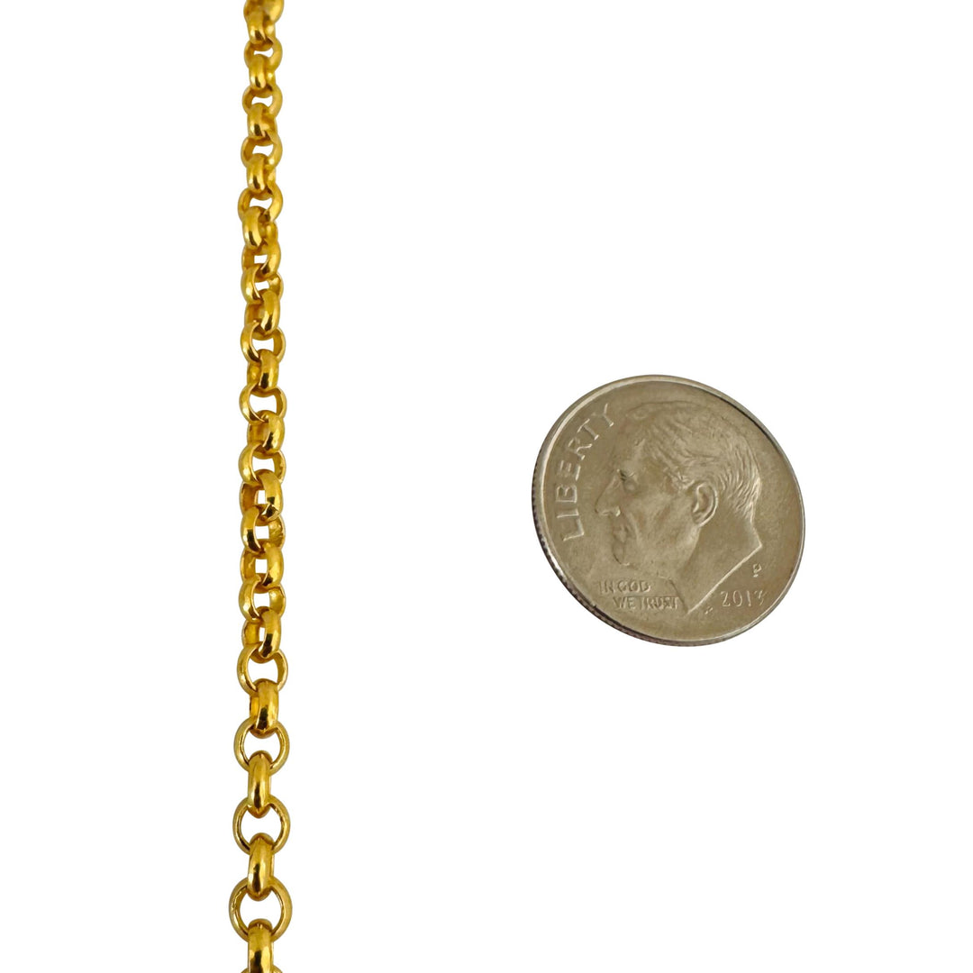 24k Pure Yellow Gold 19.8g Solid 3.5mm Rolo Link Chain Necklace 19"