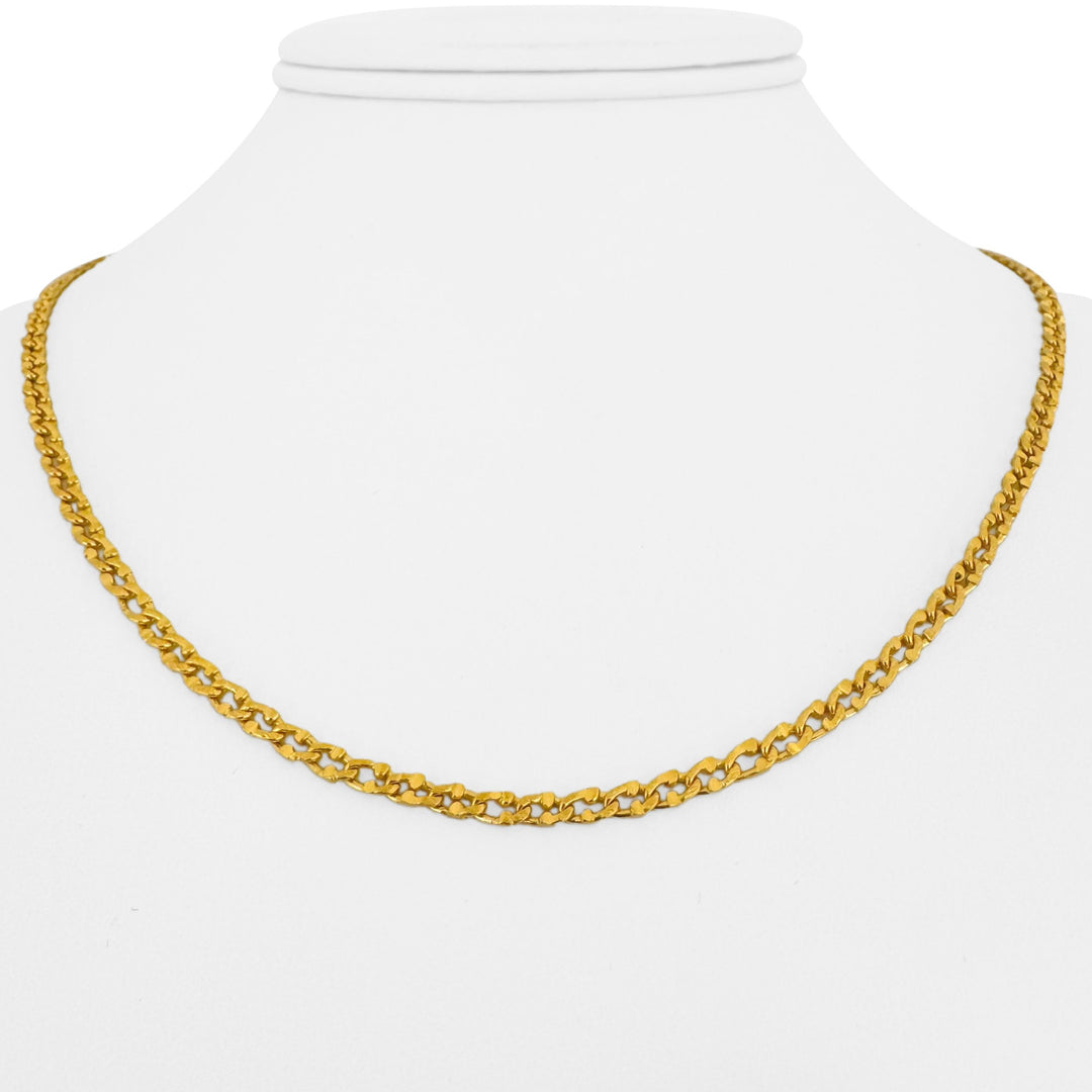 24k Pure Yellow Gold 16.5g Solid Diamond Cut 3mm Curb Link Chain Necklace 18"
