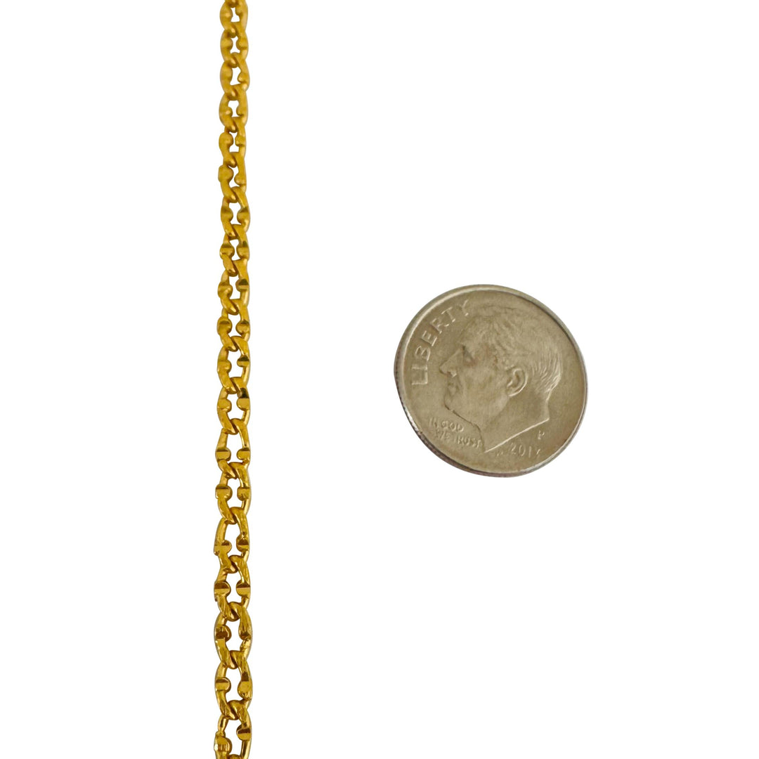 24k Pure Yellow Gold 16.5g Solid Diamond Cut 3mm Curb Link Chain Necklace 18"