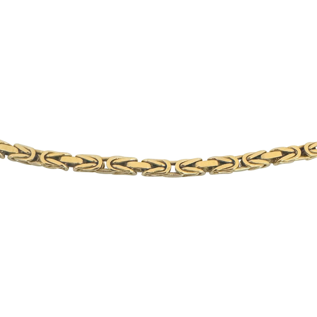18k Yellow Gold 34.4g Solid Squared Byzantine Link Chain Necklace Italy 22"