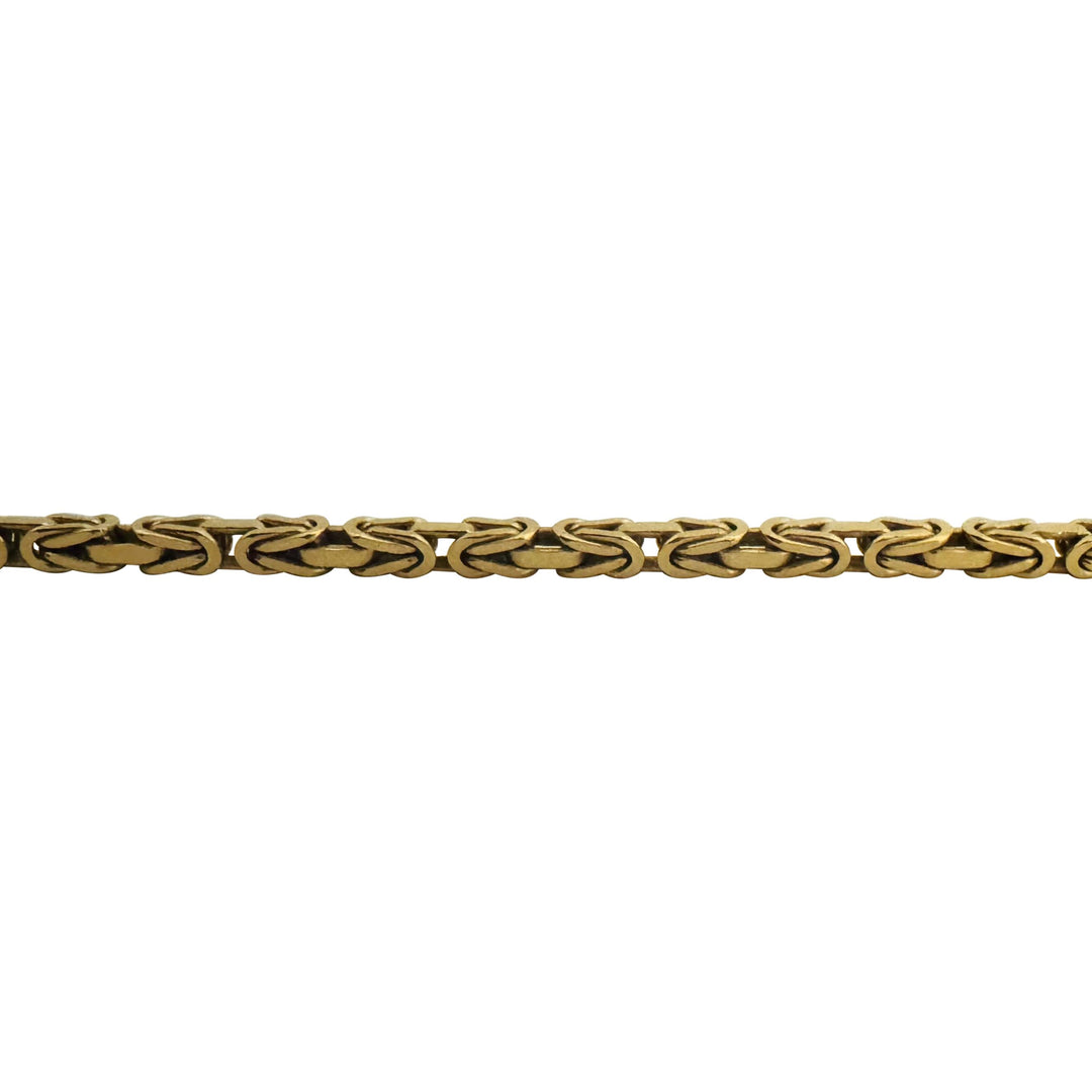 18k Yellow Gold 34.4g Solid Squared Byzantine Link Chain Necklace Italy 22"