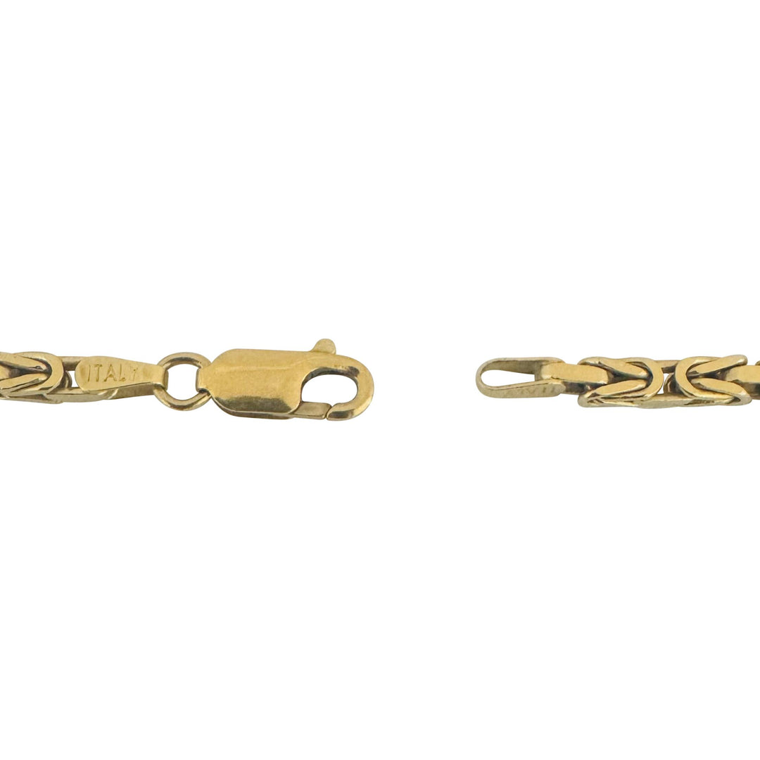 18k Yellow Gold 34.4g Solid Squared Byzantine Link Chain Necklace Italy 22"