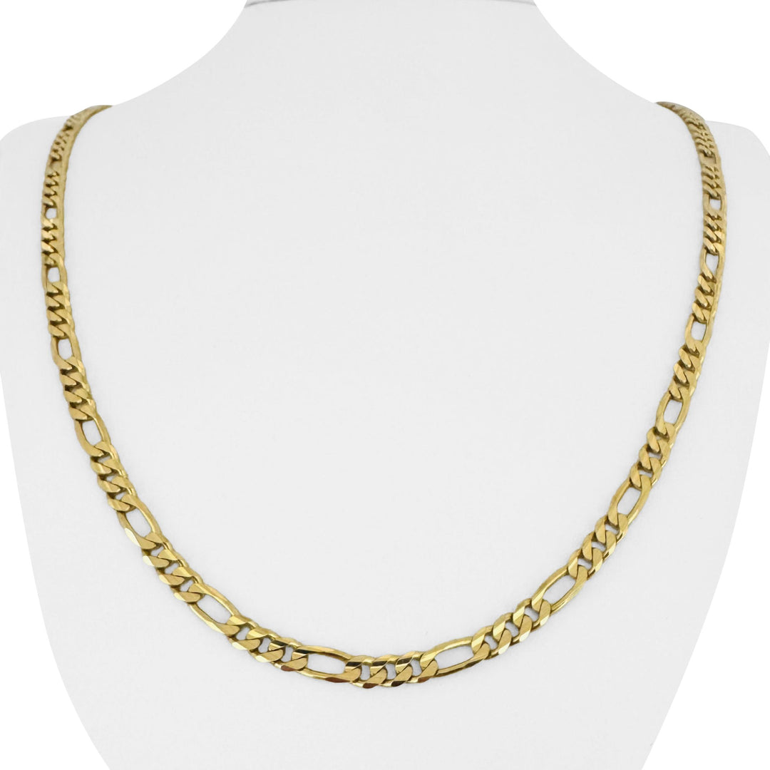 14k Yellow Gold 21.6g Solid 4.5mm Figaro Link Chain Necklace Italy 24"