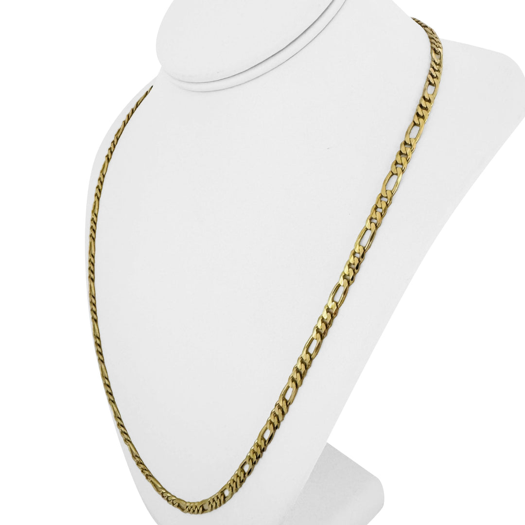14k Yellow Gold 21.6g Solid 4.5mm Figaro Link Chain Necklace Italy 24"