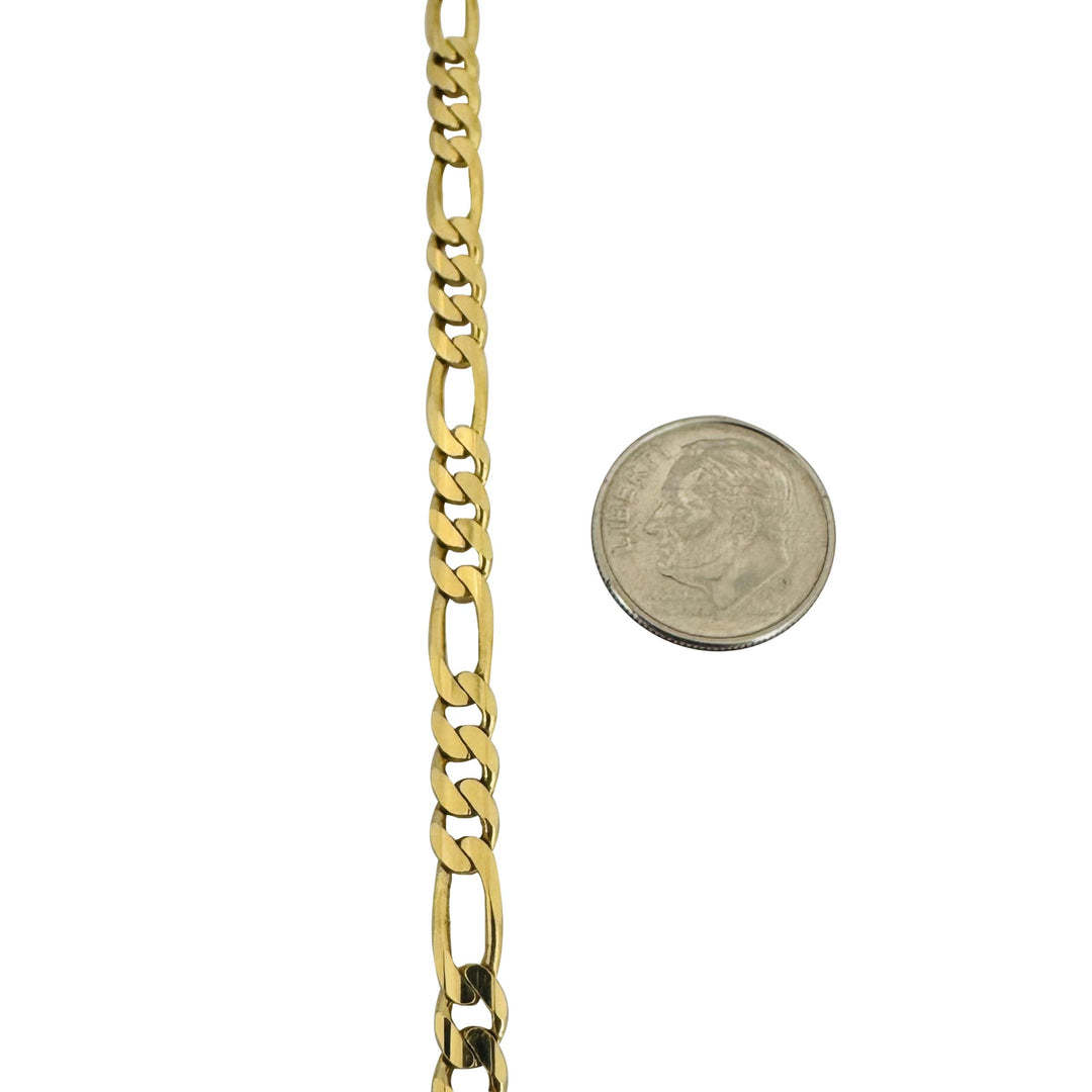 14k Yellow Gold 21.6g Solid 4.5mm Figaro Link Chain Necklace Italy 24"