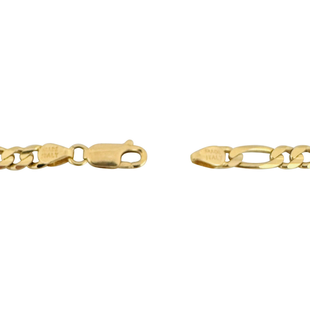 14k Yellow Gold 21.6g Solid 4.5mm Figaro Link Chain Necklace Italy 24"