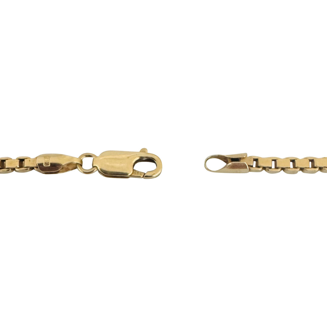 14k Yellow Gold 10.8g Polished Squared 2.5mm Box Link Chain Necklace 24"