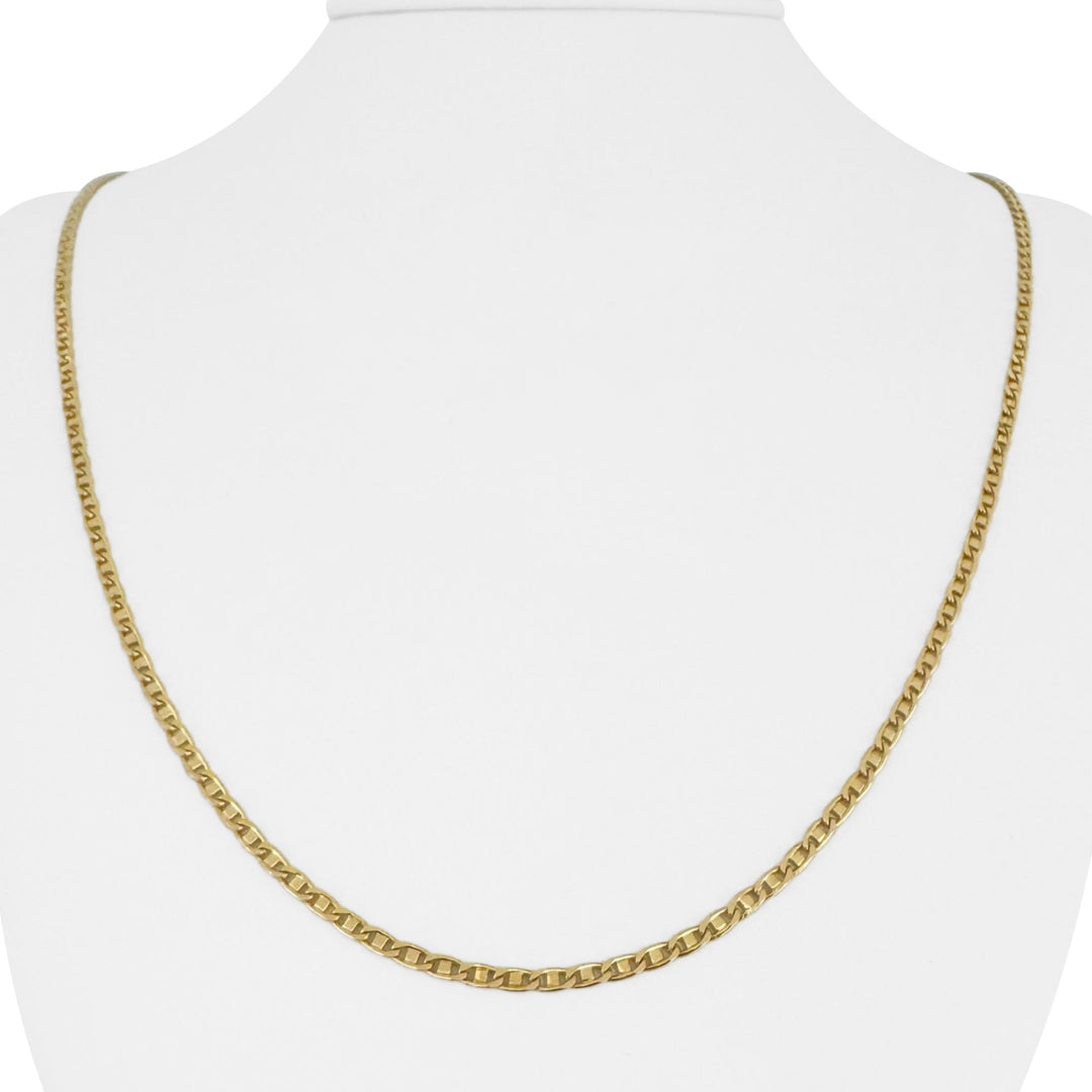 18k Yellow Gold 8.6g Solid Vintage 2.2mm Mariner Link Chain Necklace Italy 23"