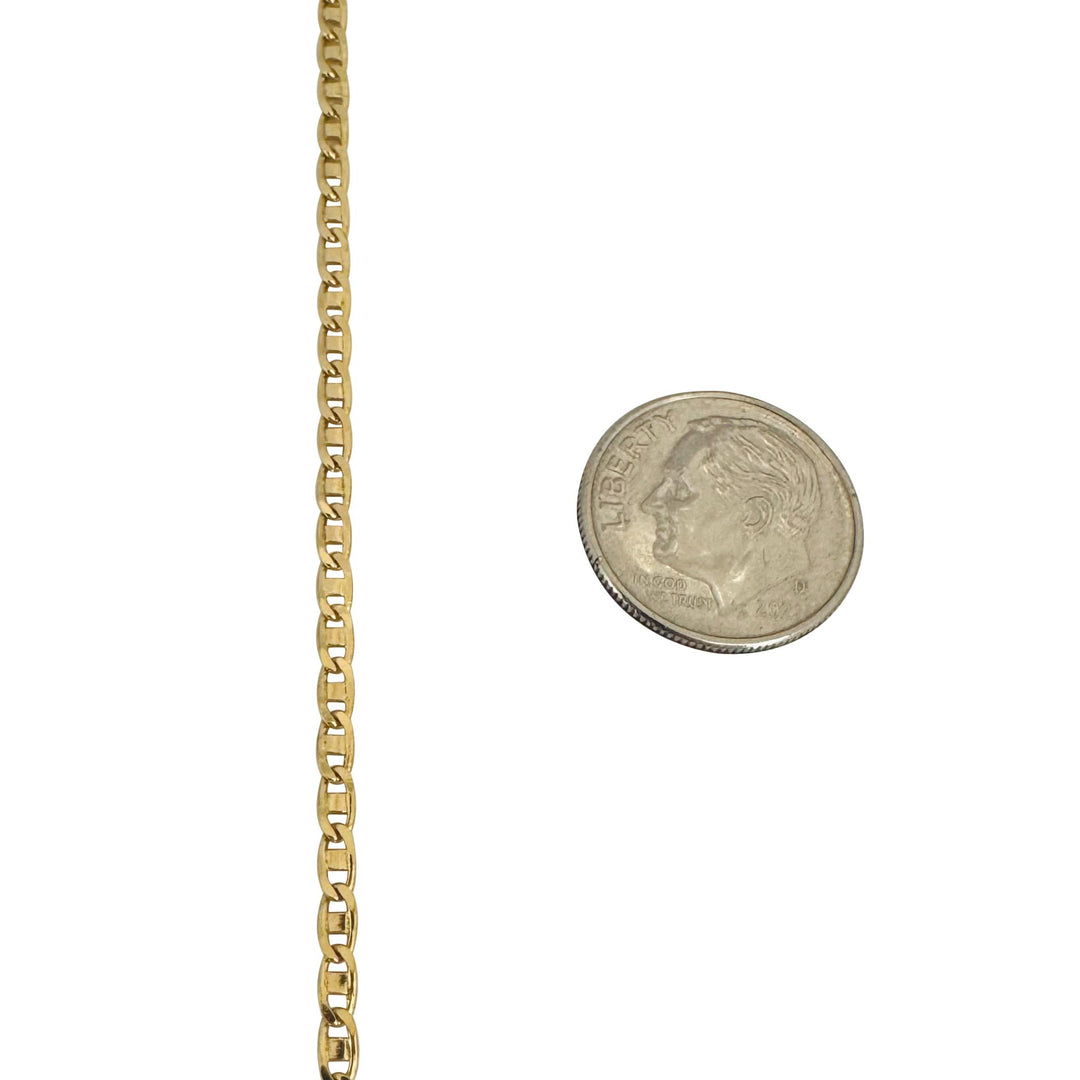 18k Yellow Gold 8.6g Solid Vintage 2.2mm Mariner Link Chain Necklace Italy 23"