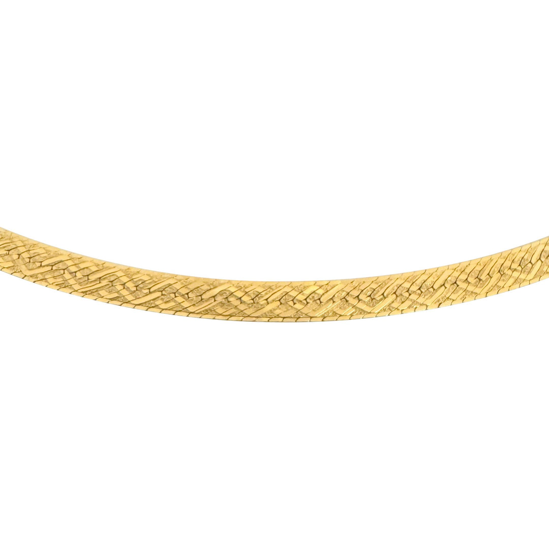 18k Yellow Gold 14g Solid Vintage 4mm Patterned Herringbone Necklace Italy 20"