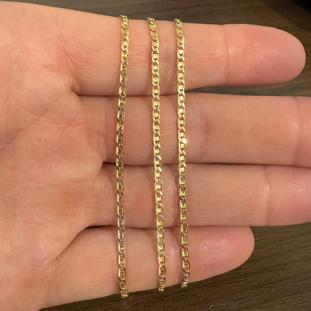 18k Yellow Gold 8.6g Solid Vintage 2.2mm Mariner Link Chain Necklace Italy 23"