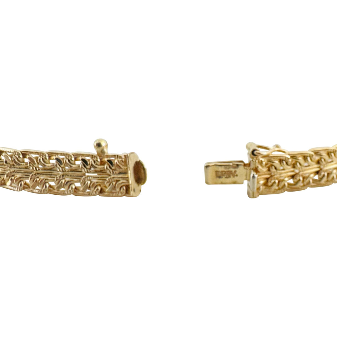 14k Yellow Gold 11.9g Ladies UnoAErre 6.5mm Fancy Link Bracelet Italy 7"