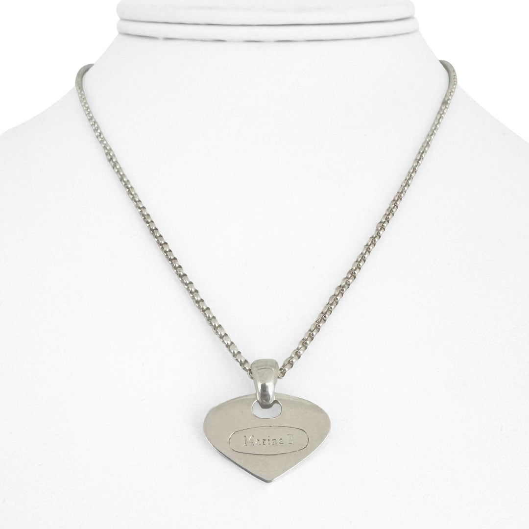 Marina B Sterling Silver 925 Ladies Heart Pendant and Box Link Necklace 16"