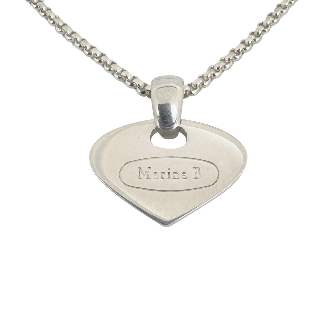 Marina B Sterling Silver 925 Ladies Heart Pendant and Box Link Necklace 16"