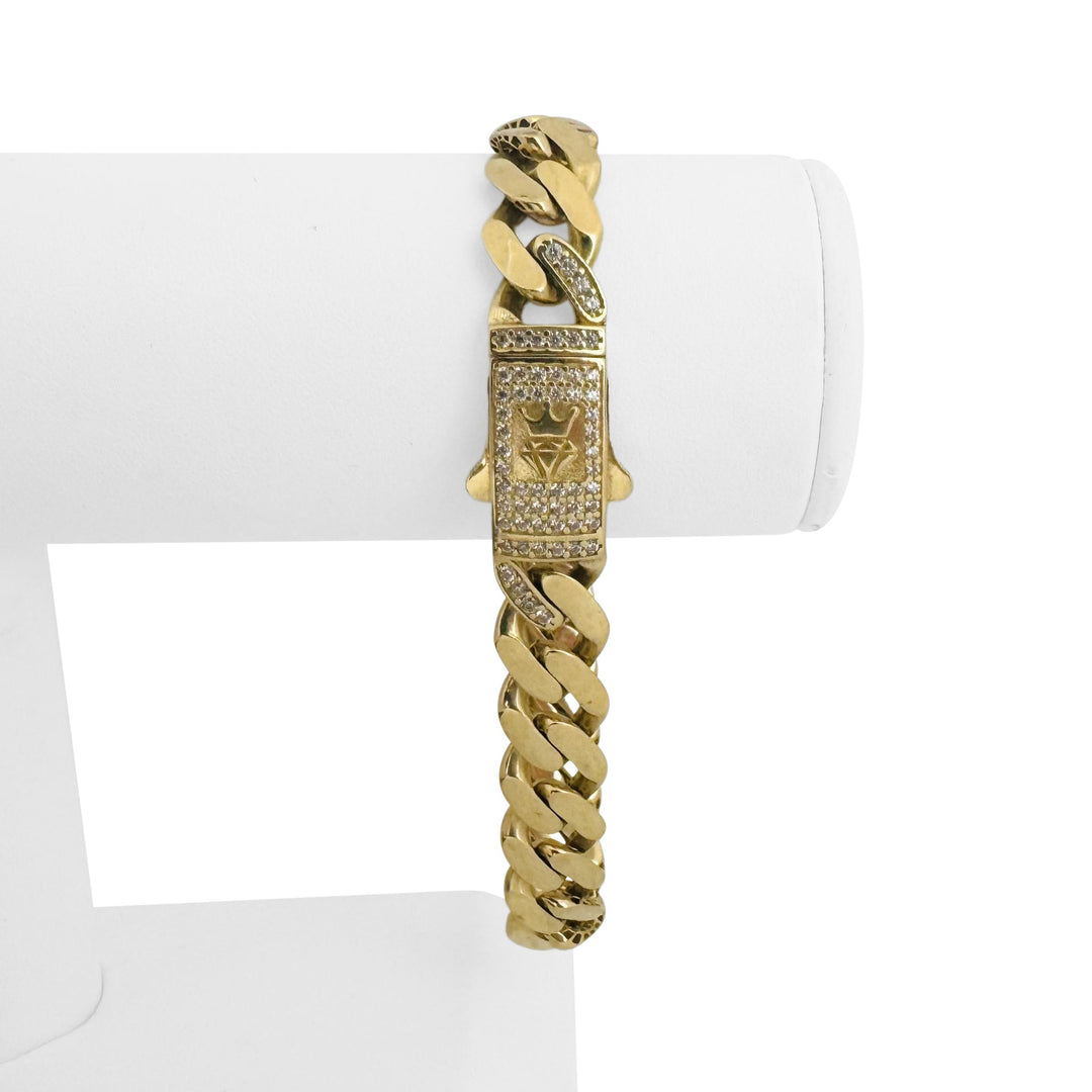 14k Yellow Gold 20g Semi Solid Cuban Link Bracelet CZ Clasp 8.5"