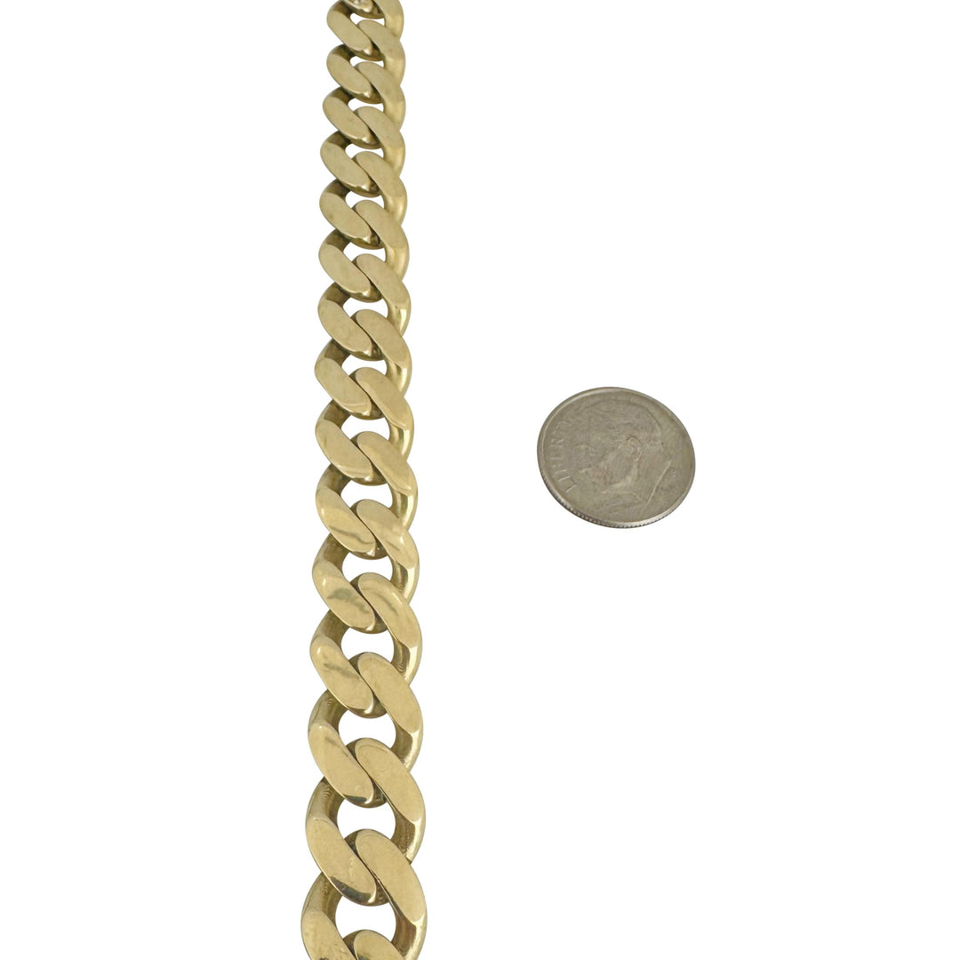 14k Yellow Gold 20g Semi Solid Cuban Link Bracelet CZ Clasp 8.5"