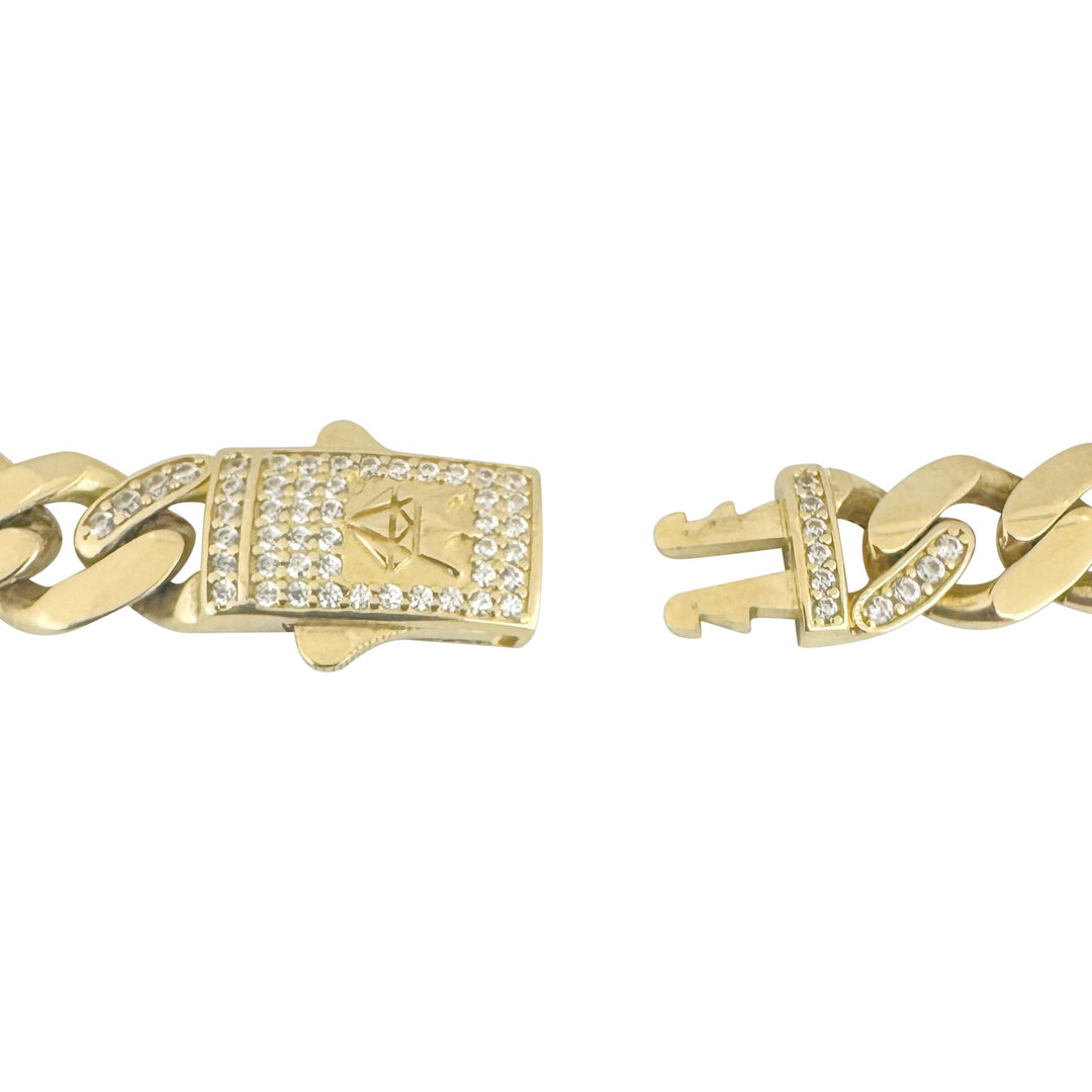 14k Yellow Gold 20g Semi Solid Cuban Link Bracelet CZ Clasp 8.5"