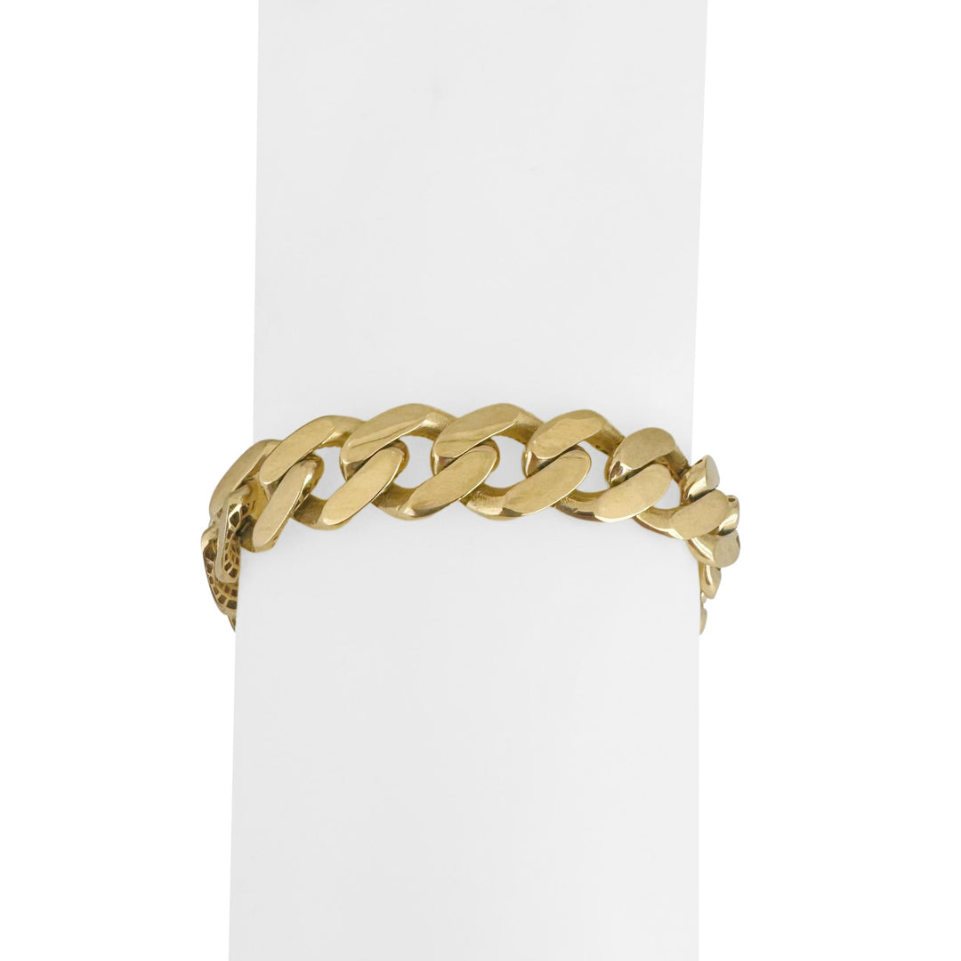 14k Yellow Gold 20g Semi Solid Cuban Link Bracelet CZ Clasp 8.5"