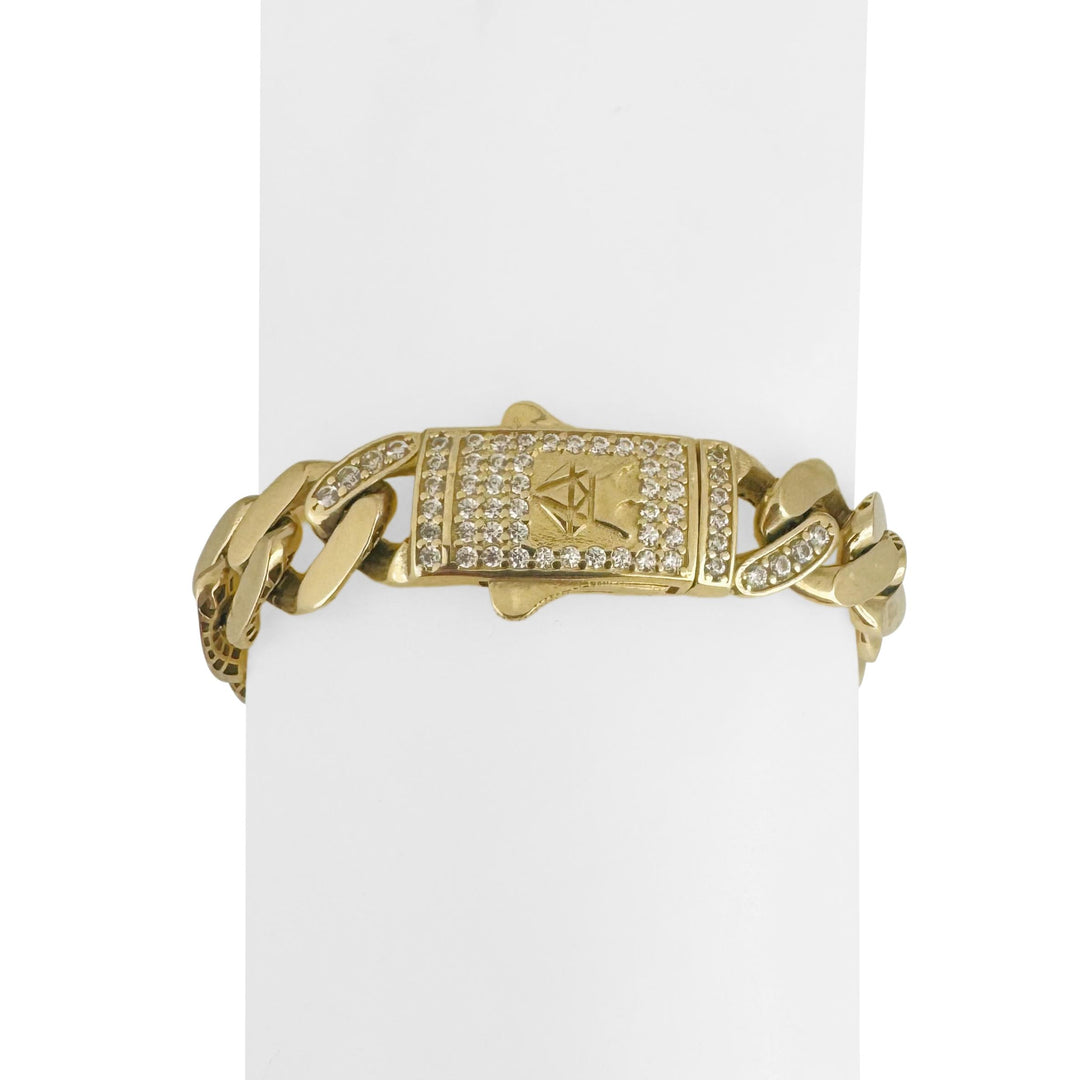 14k Yellow Gold 20g Semi Solid Cuban Link Bracelet CZ Clasp 8.5"