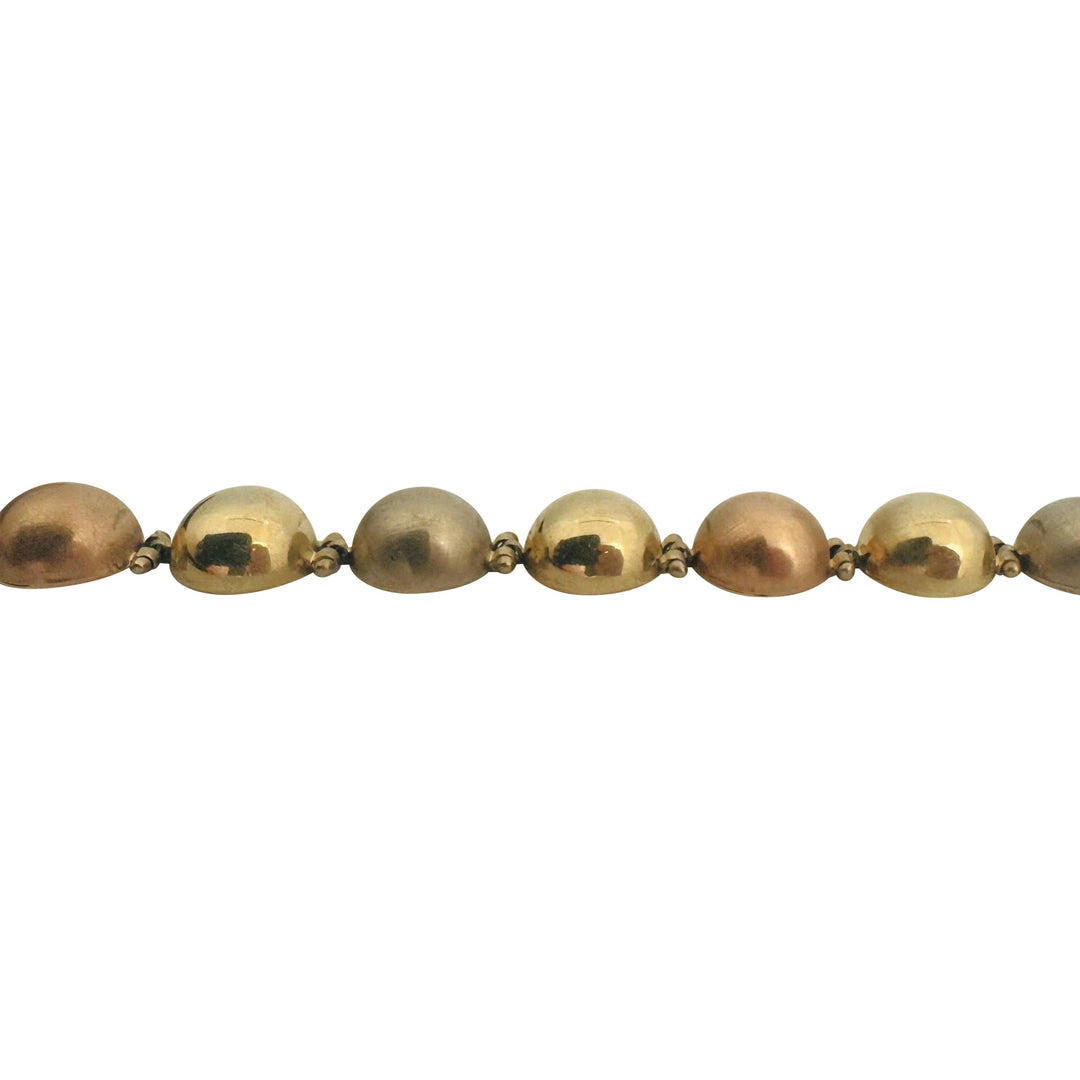 14k Yellow White and Rose Gold 31g Ladies Half Ball Link Necklace Italy 17"
