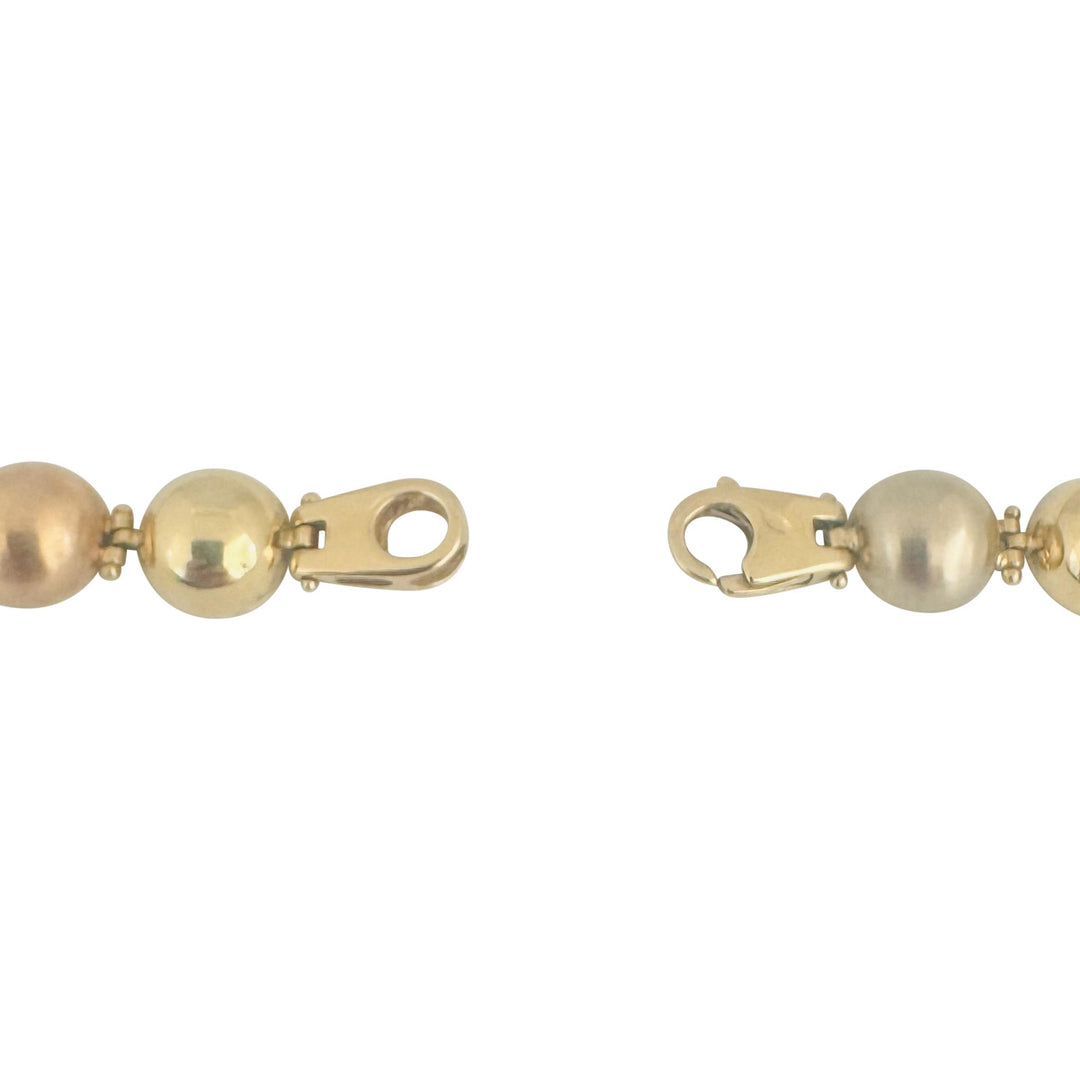 14k Yellow White and Rose Gold 31g Ladies Half Ball Link Necklace Italy 17"