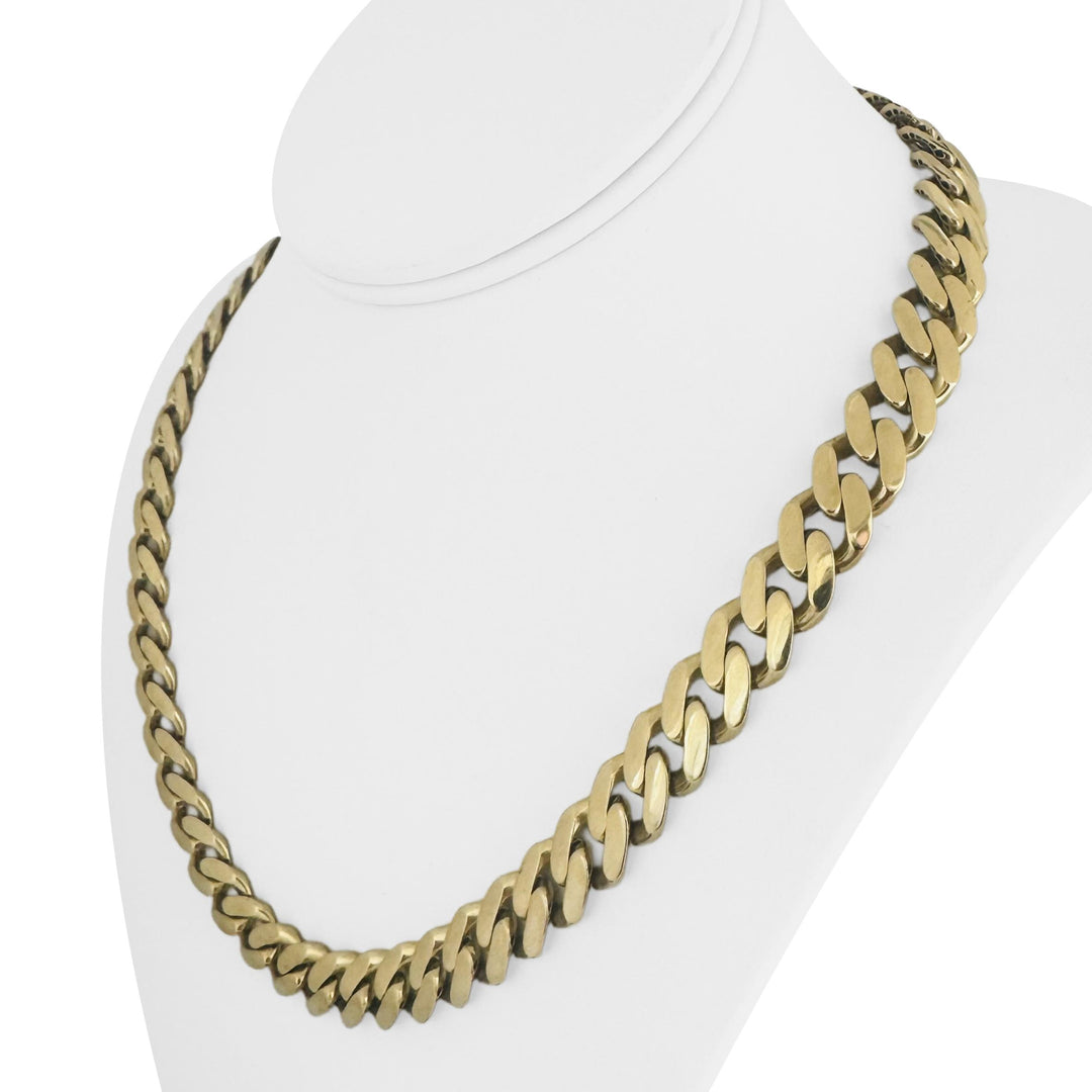 14k Yellow Gold 38.9g Semi Solid Cuban Link CZ Clasp Chain Necklace 20"