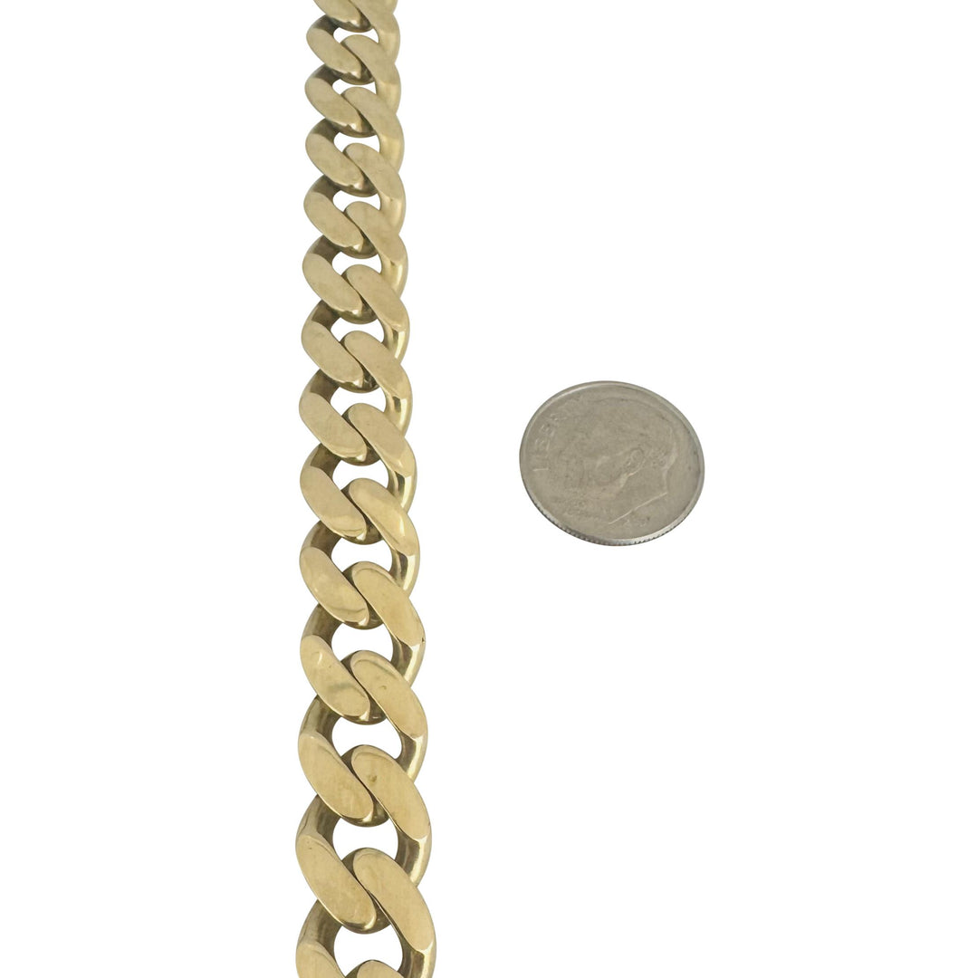 14k Yellow Gold 38.9g Semi Solid Cuban Link CZ Clasp Chain Necklace 20"