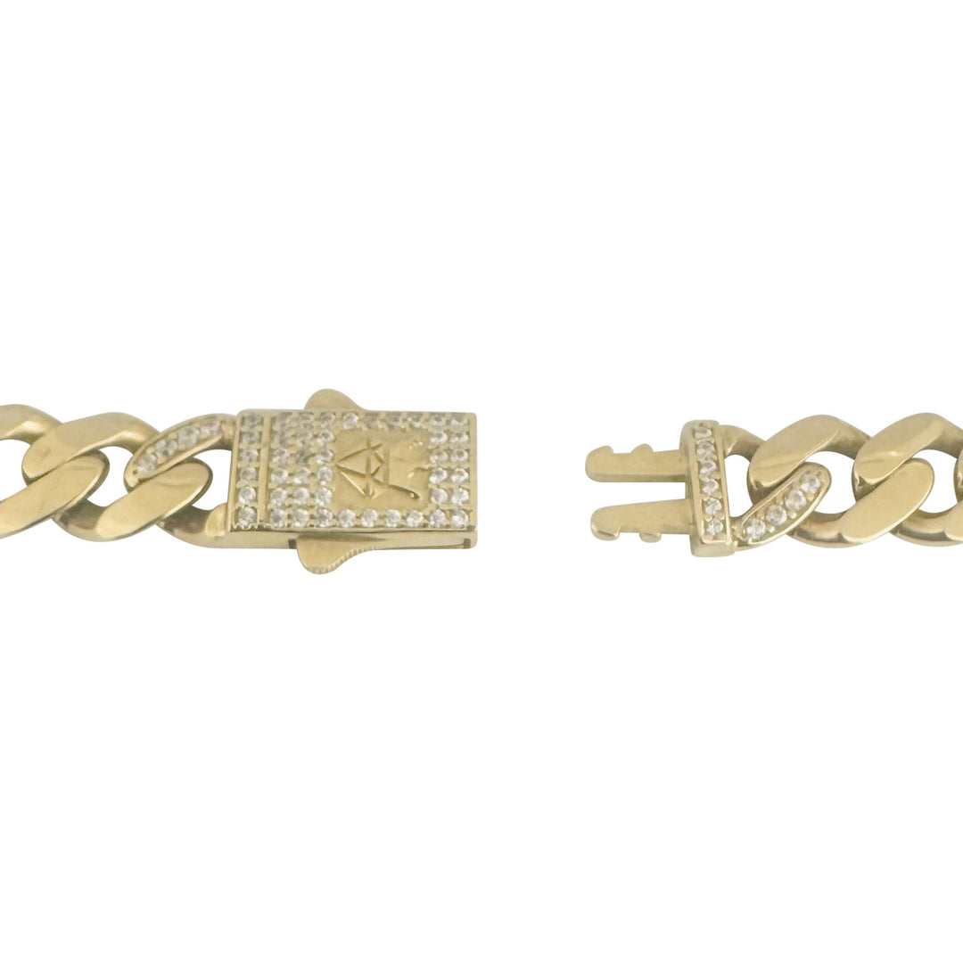 14k Yellow Gold 38.9g Semi Solid Cuban Link CZ Clasp Chain Necklace 20"