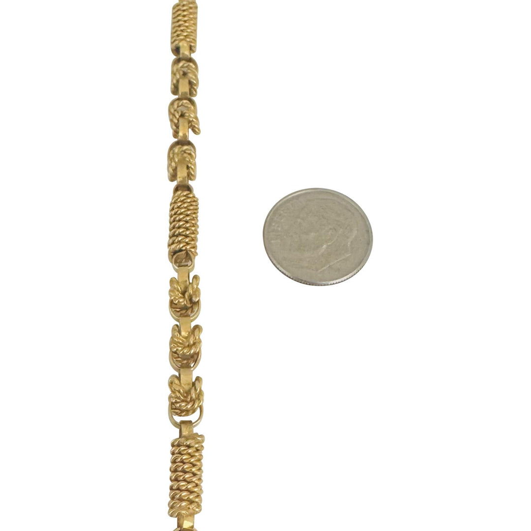 14k Yellow Gold 59.2g Heavy Vintage Long Byzantine Style Link Necklace 28"