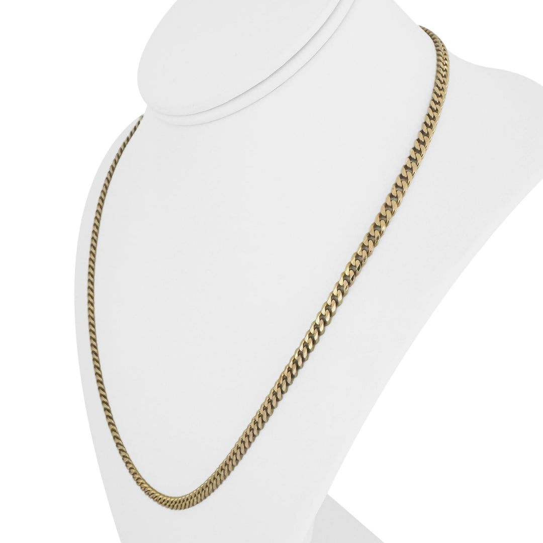 14k Yellow Gold 22.3g Solid 4mm Curb Link Chain Necklace Italy 21"
